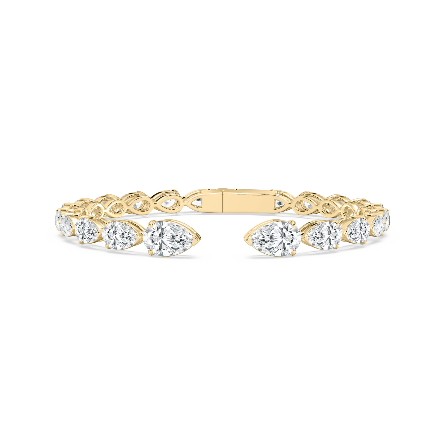 Pear Shape Diamond Open Gap Bangles Bracelet