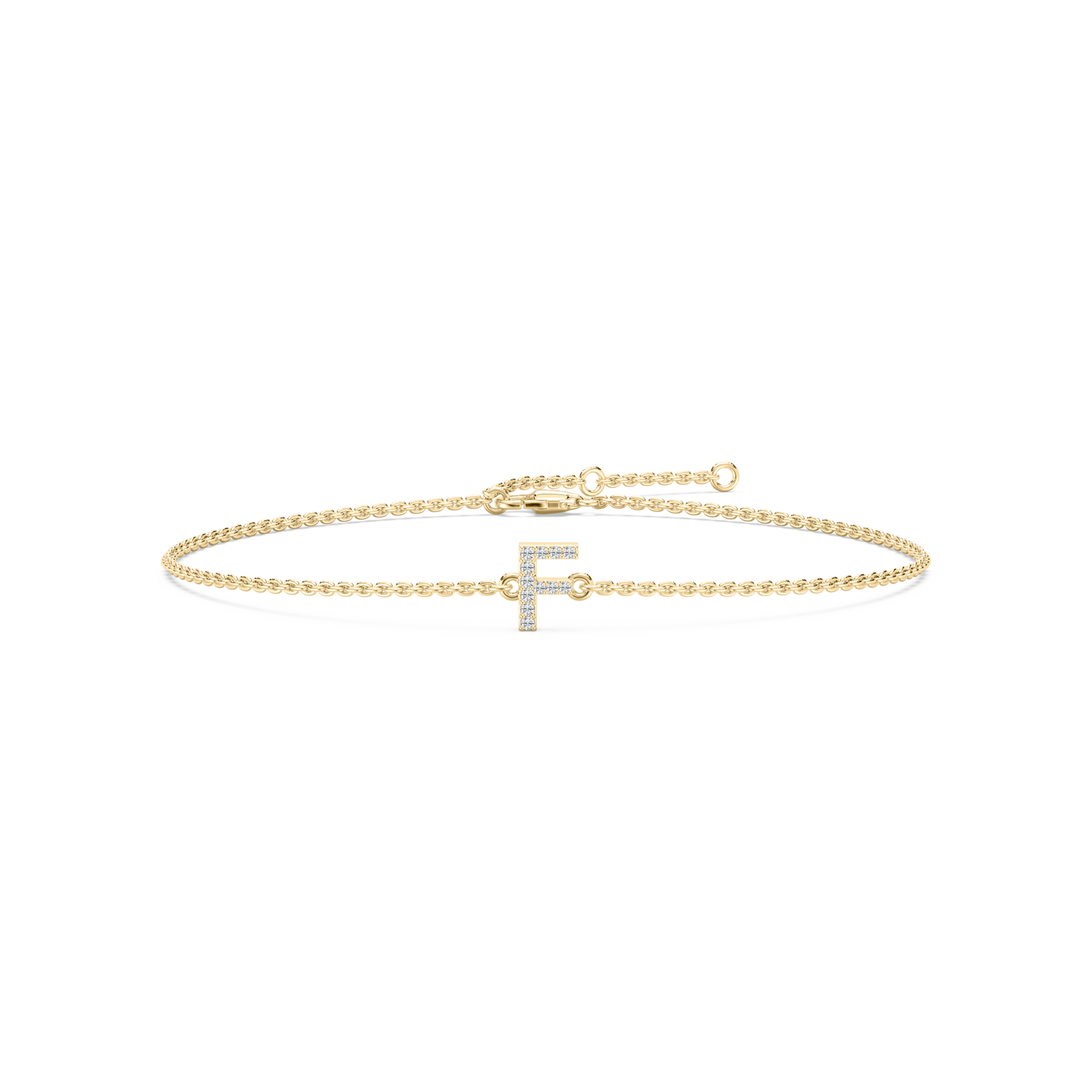 Diamond F Initial Fashion Bracelet