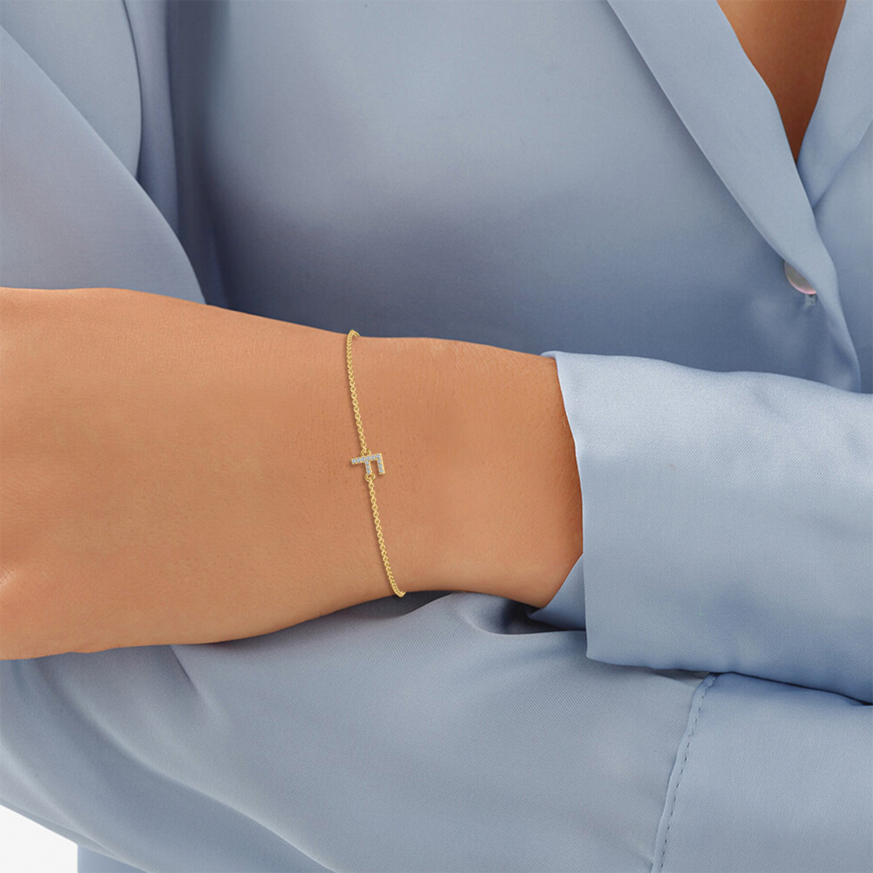 Diamond F Initial Fashion Bracelet