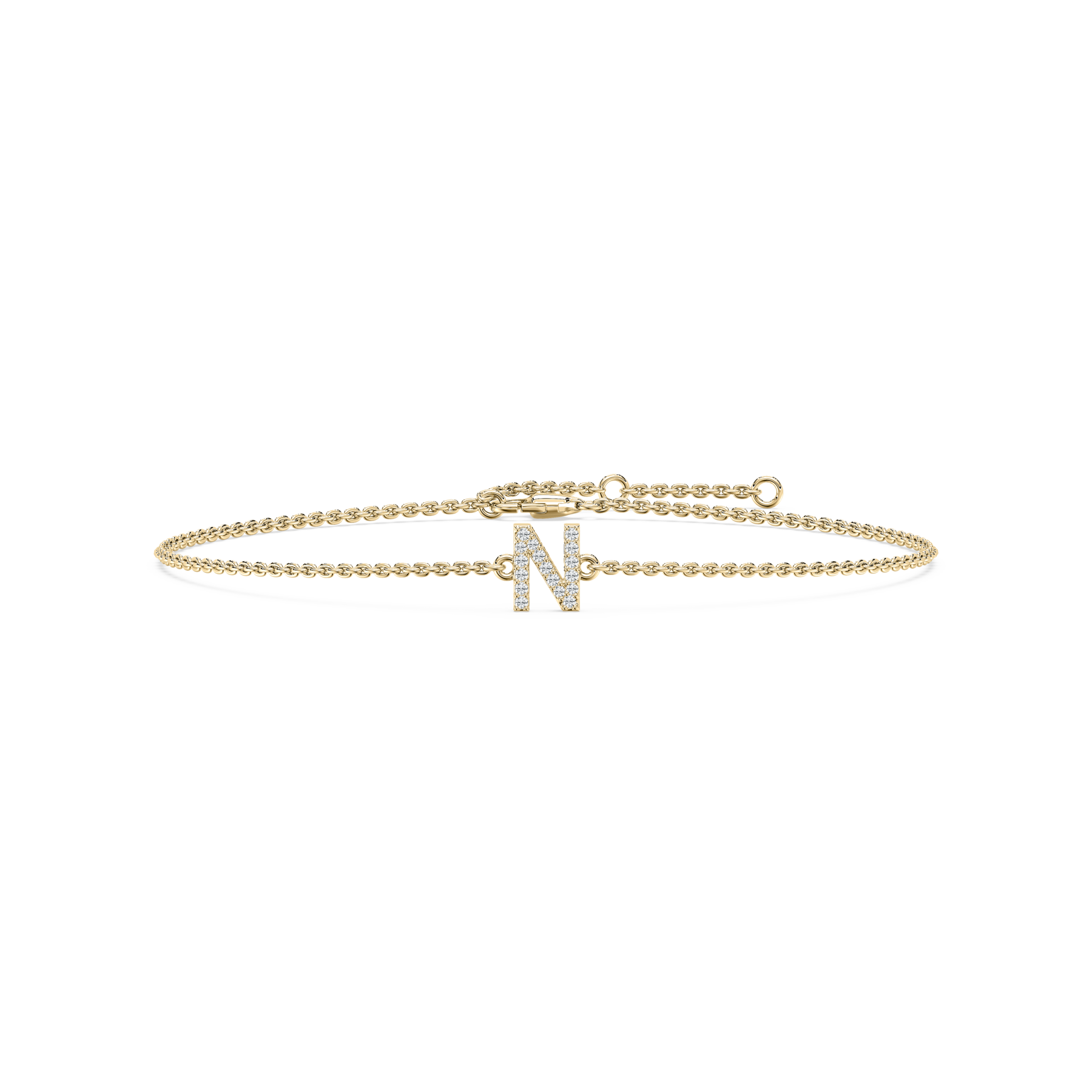 Diamond N Initial Fashion Bracelet