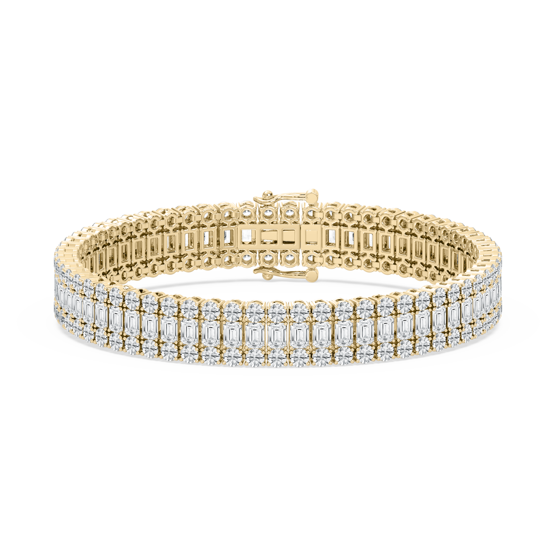 17 Carat Emerald And Round Diamond Concentric Tennis Bracelet