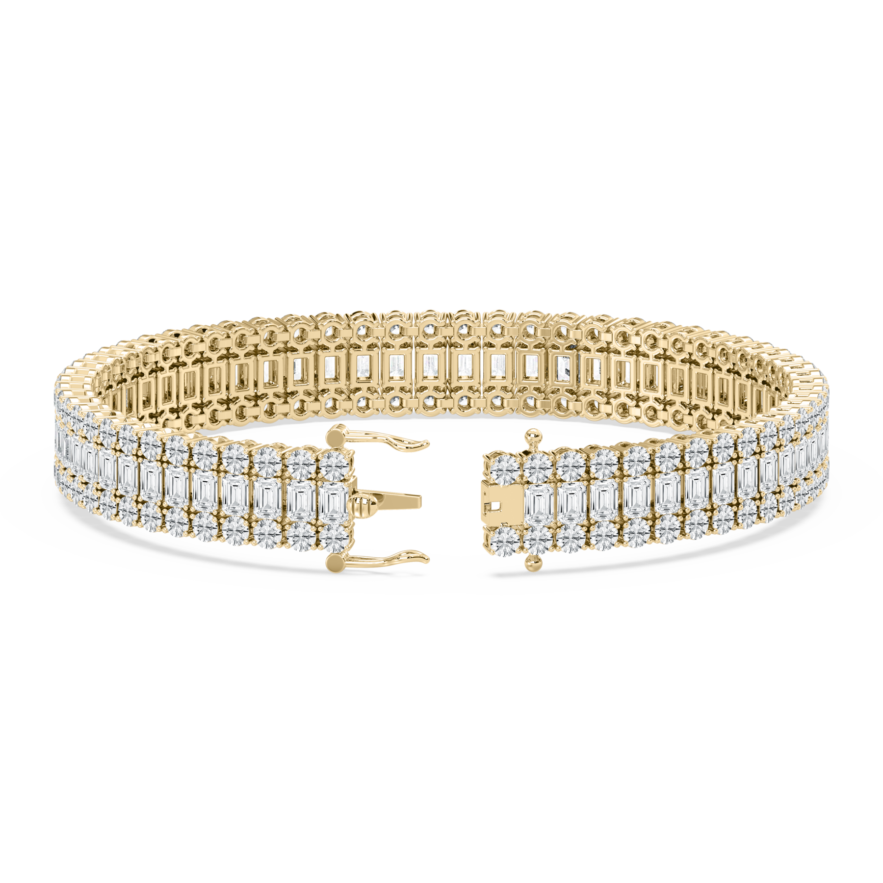 17 Carat Emerald And Round Diamond Concentric Tennis Bracelet