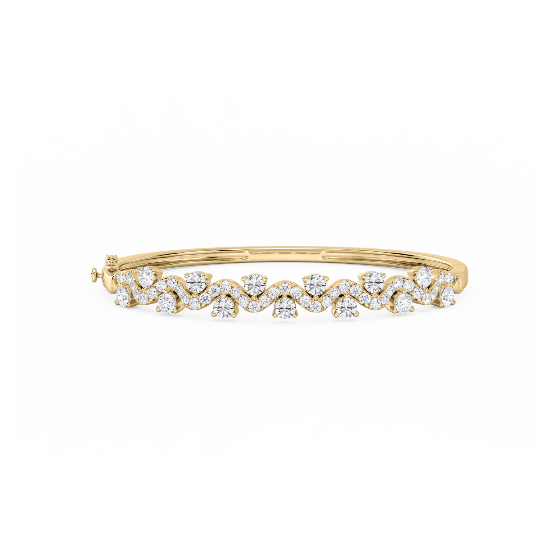 Round Lab Grown Diamond Gold Bangle
