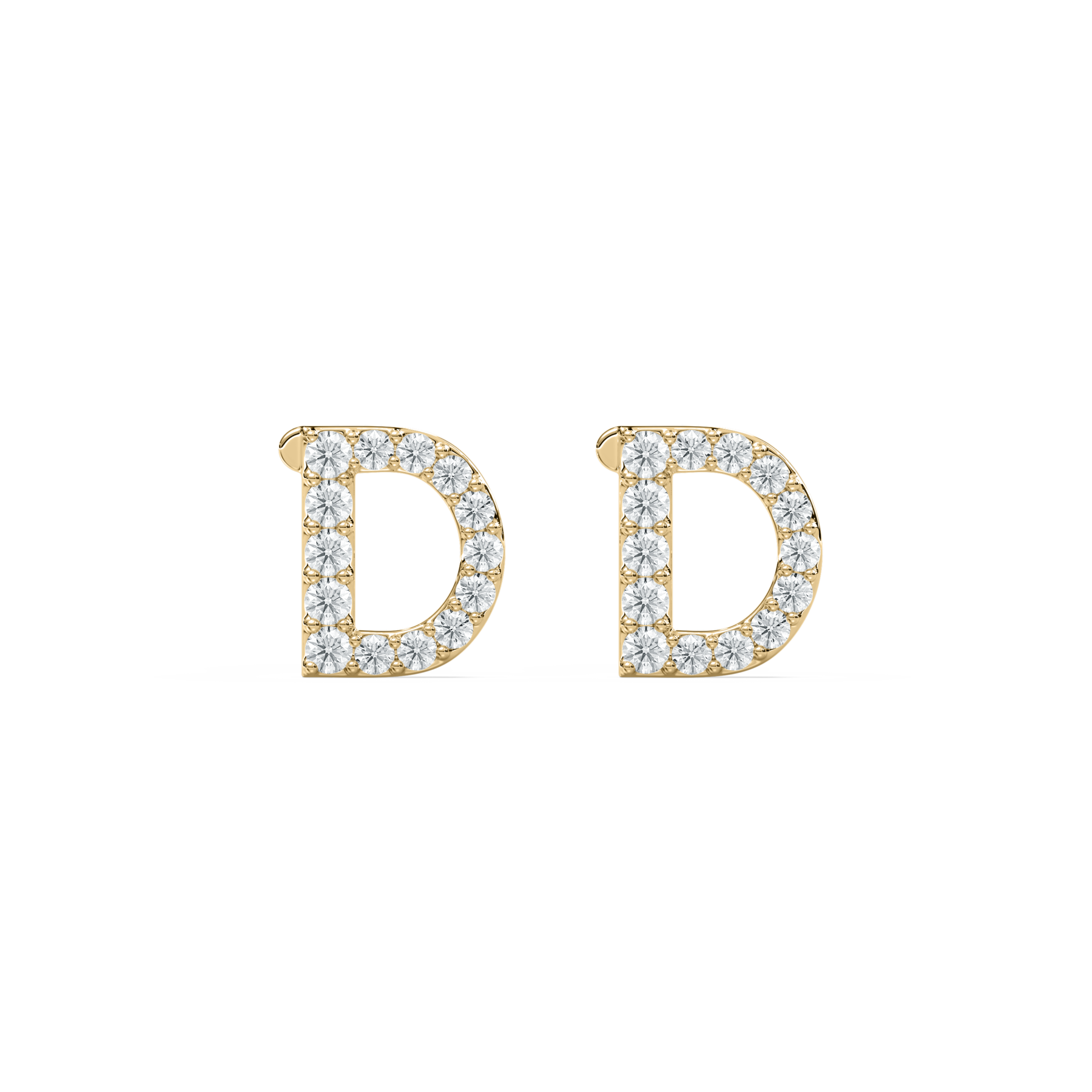 D Initial Alphabet Diamond  Earring