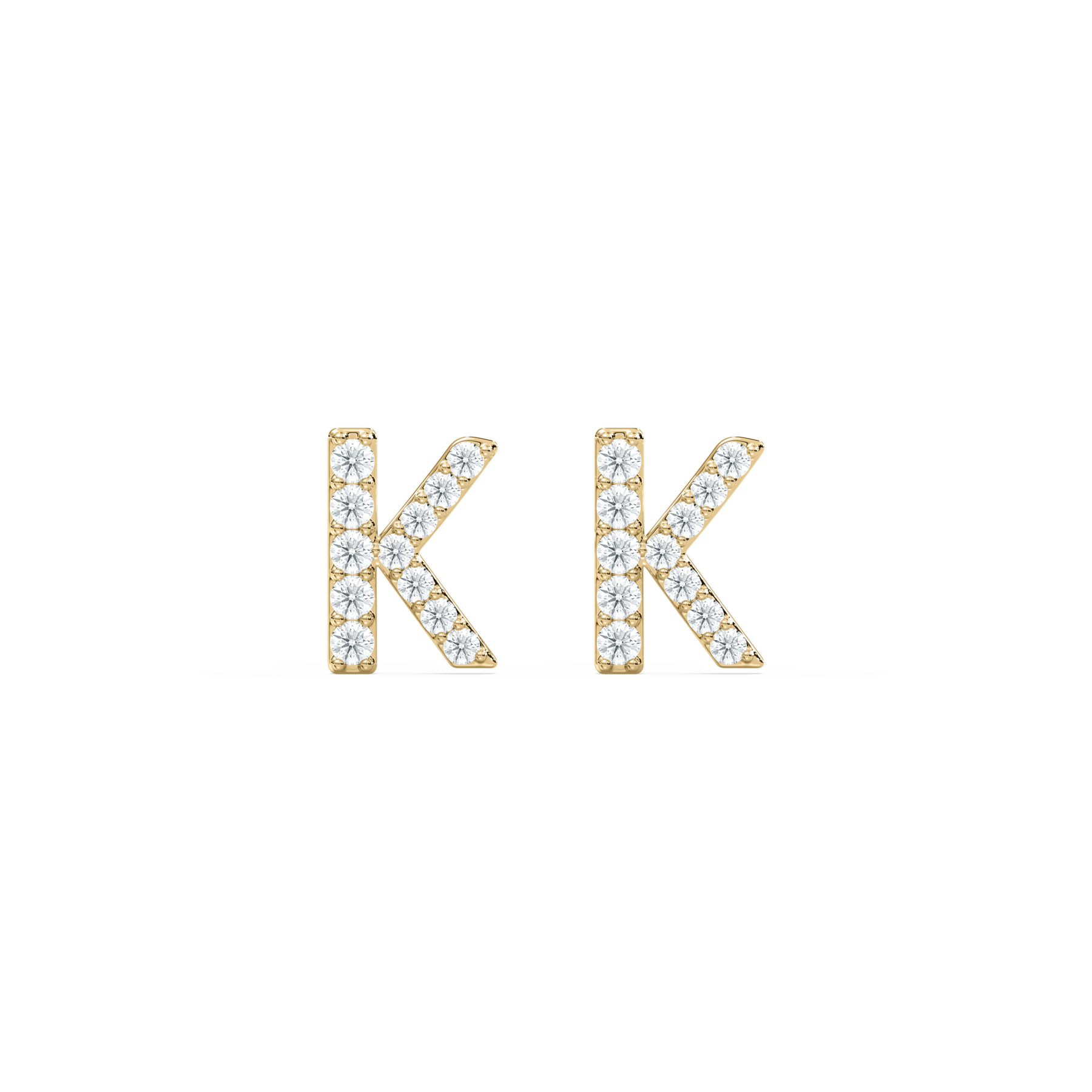 K Initial Alphabet Diamond  Earring