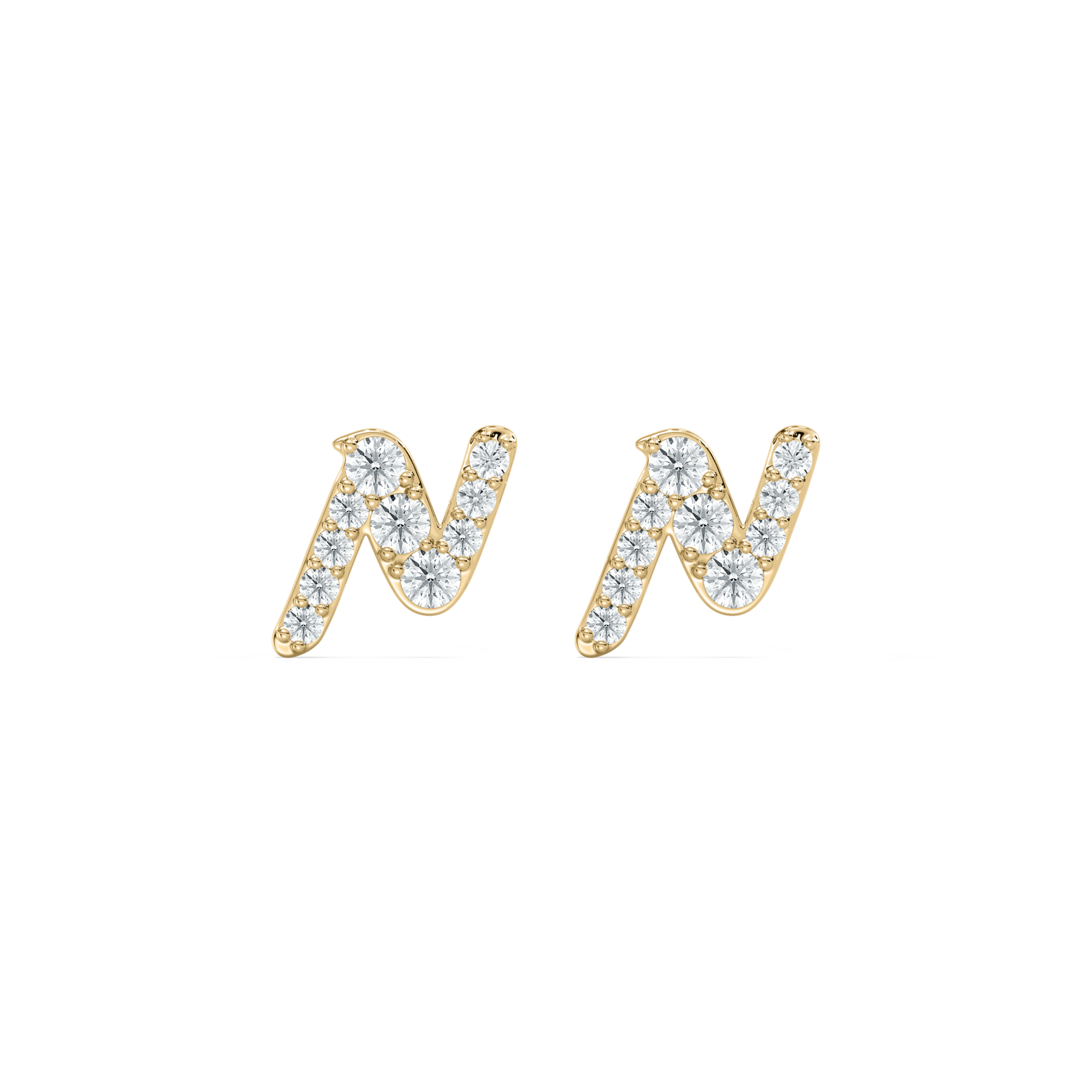 N Initial Alphabet Diamond  Earring