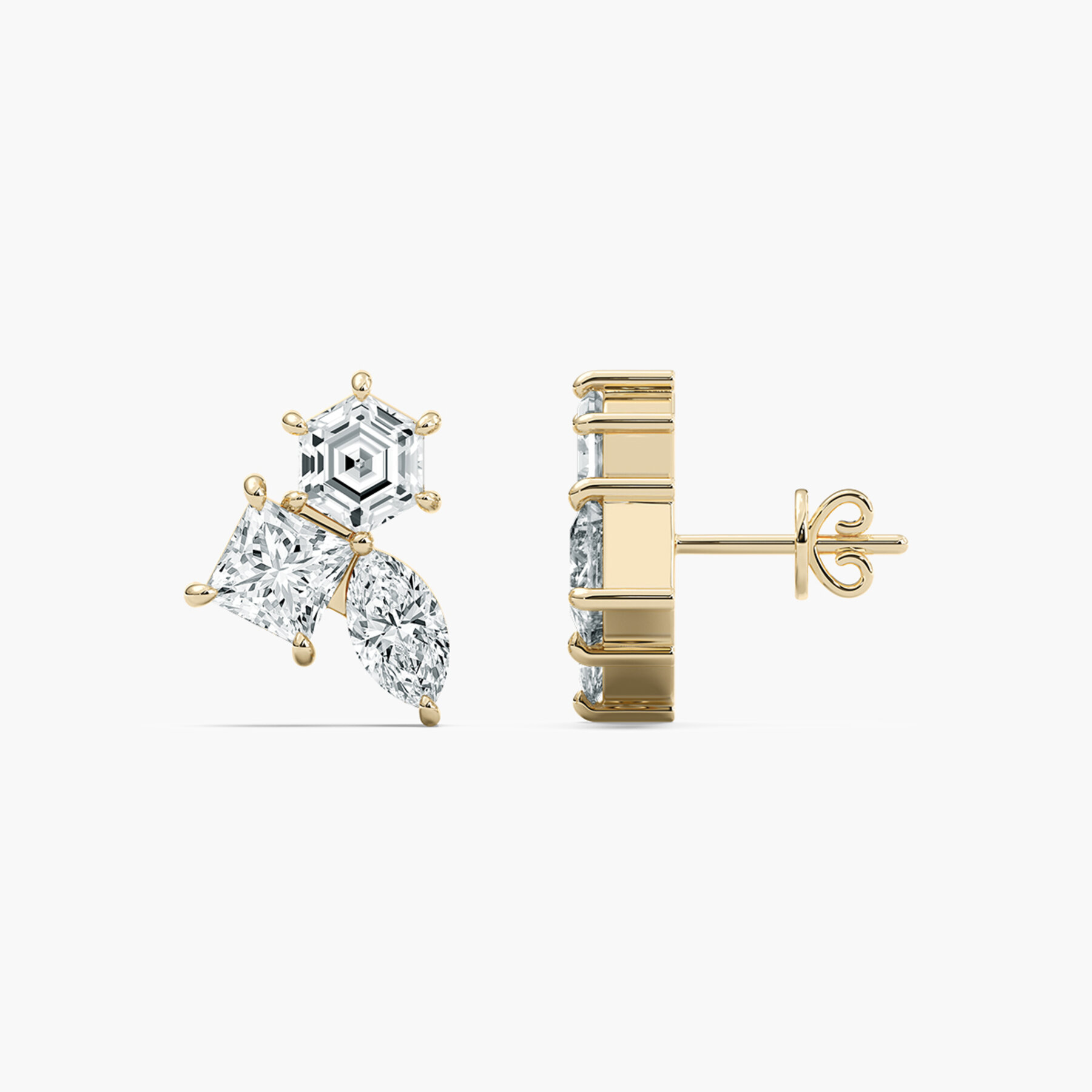 Multi Shape Diamond Stud Earring