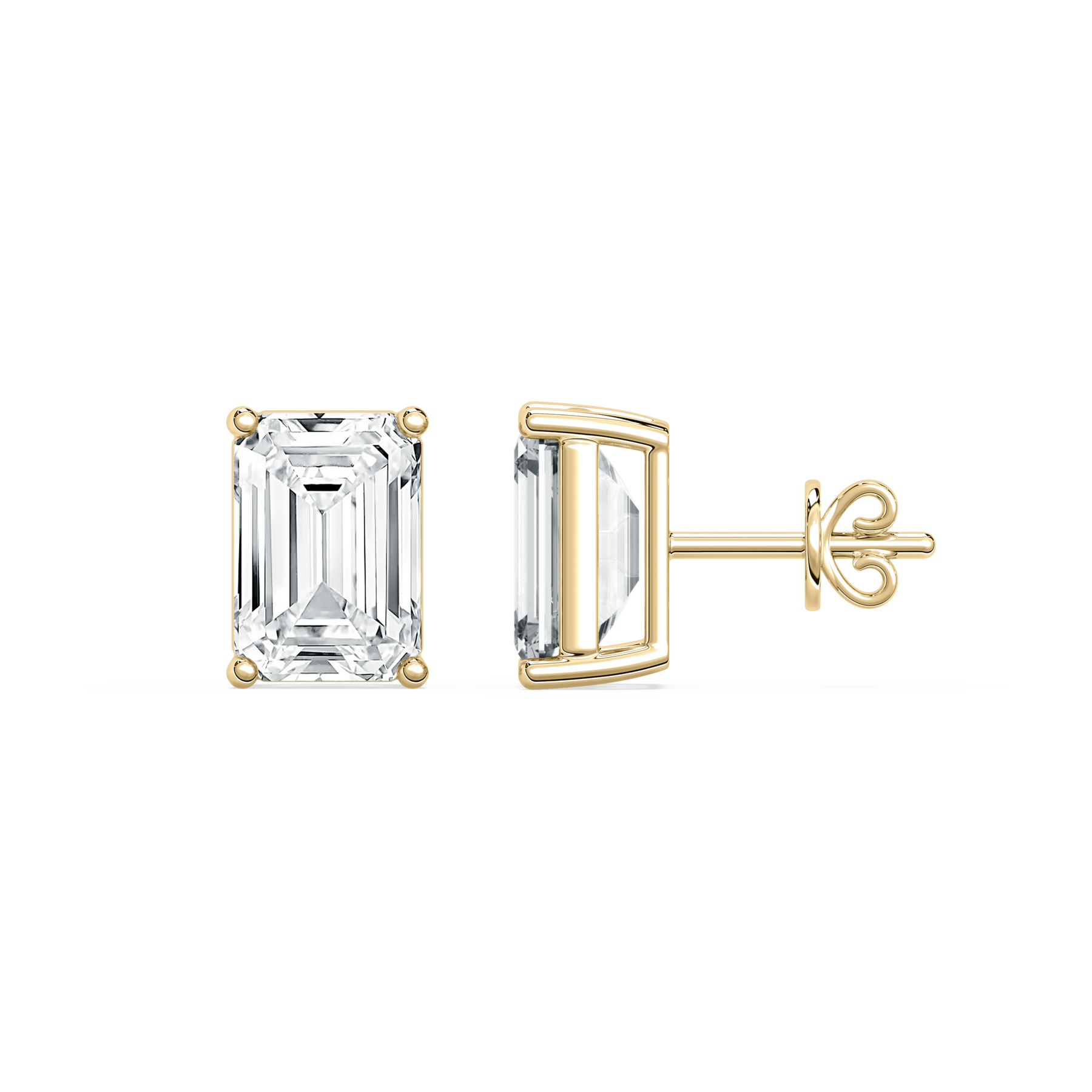 2 Carat Emerald Diamond Tethered Stud Earring