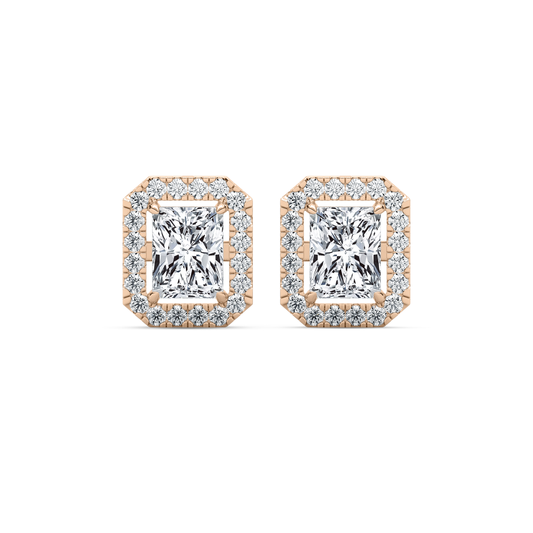 2.50 Carat Radiant Diamond Aitana Halo Stud Earring