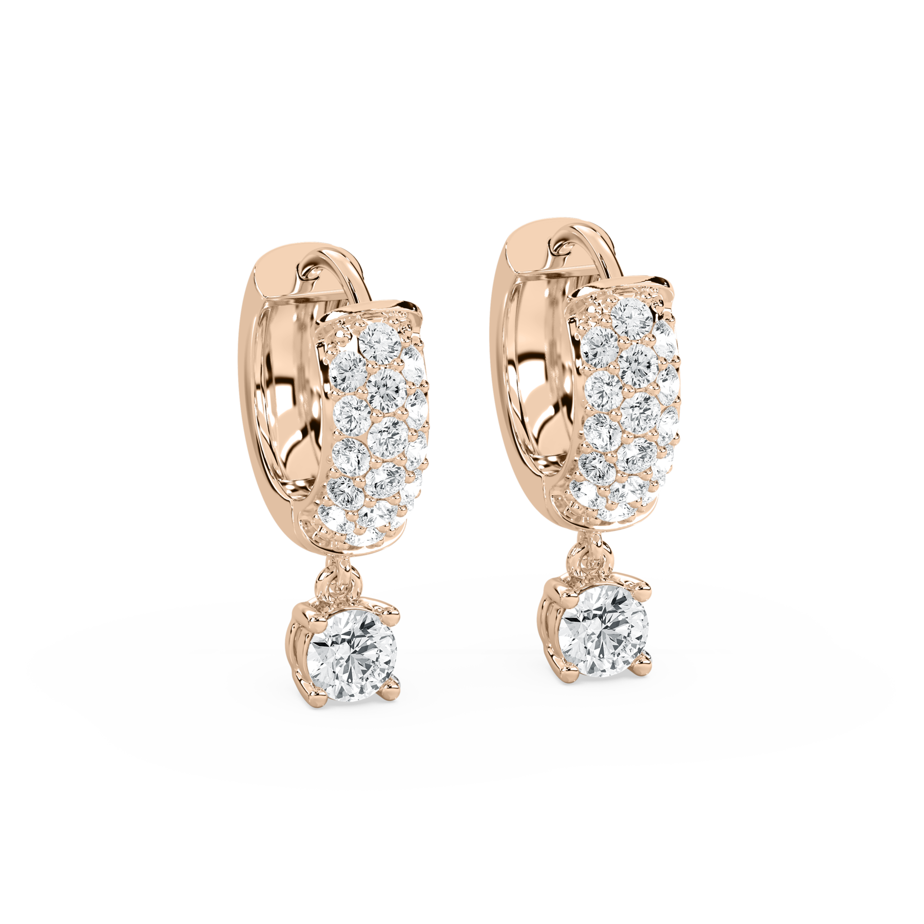 Round Diamond Blomy Huggie Hoop Earring (Without Chain)