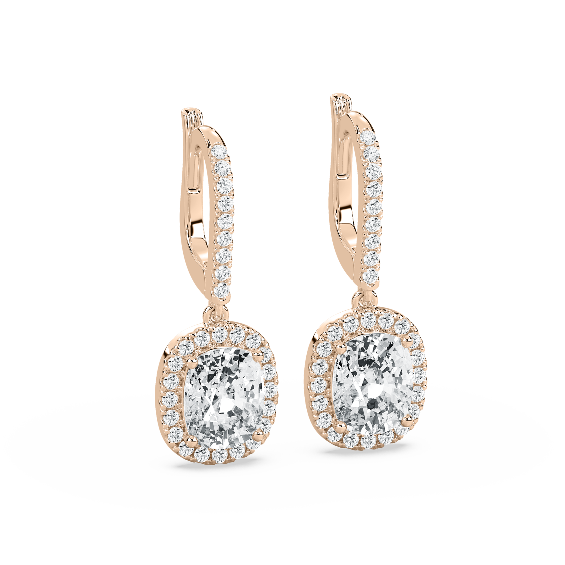 3 Carat Cushion Diamond Cleon Halo Hoop Earring