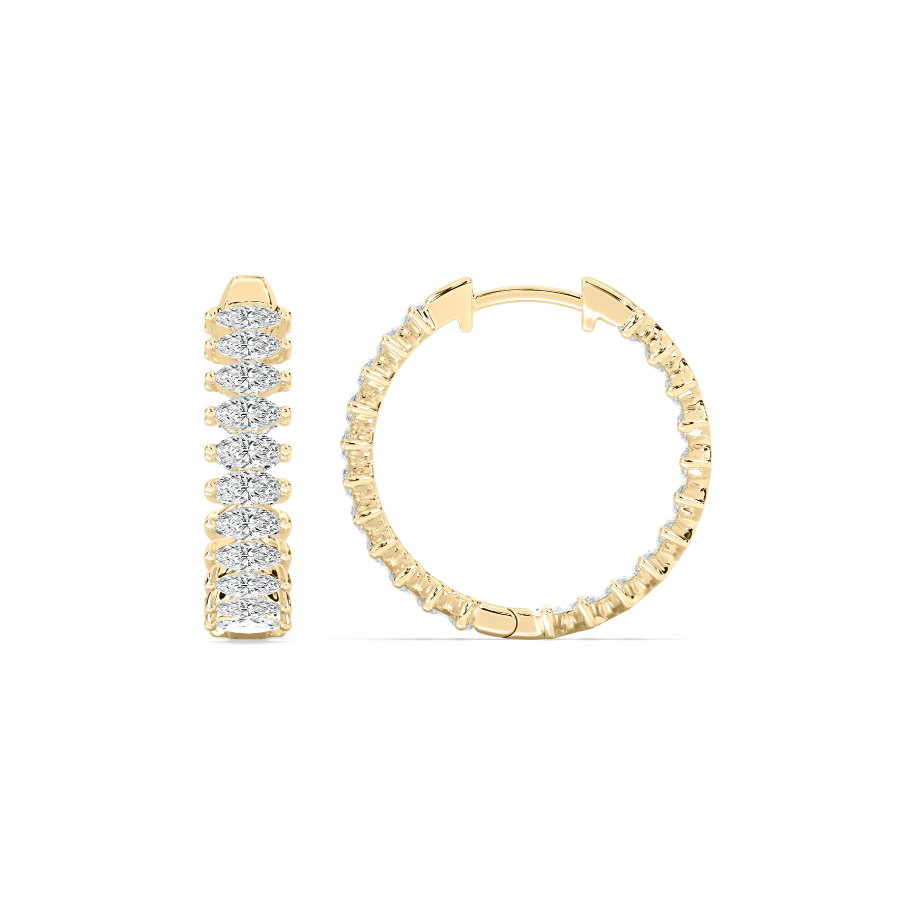 3 Carat Marquise Diamond Jaimini Paisley inside Out Hoop Earring