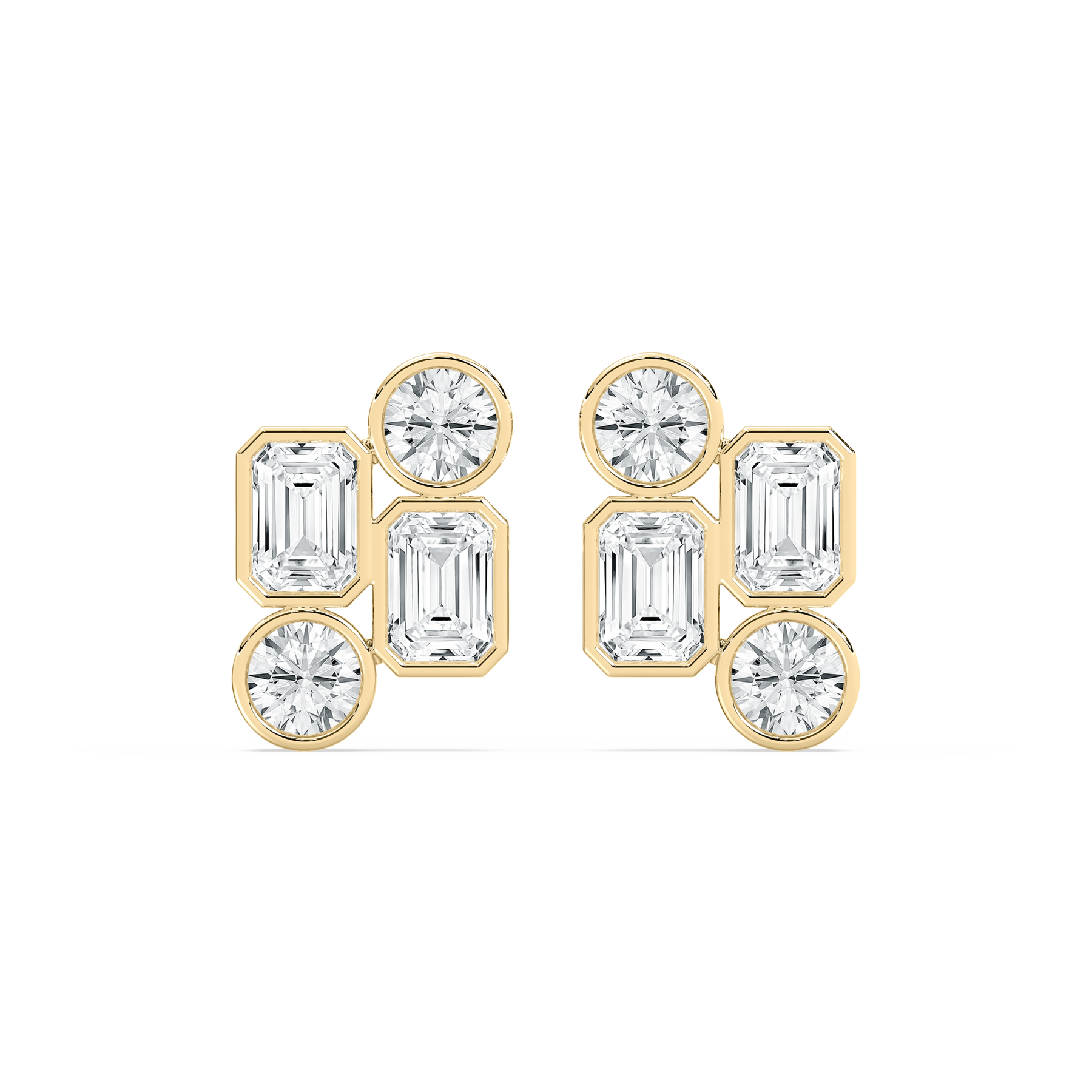 3 Carat Round And Emerald Diamond Daisy Diamond Fashion Earring