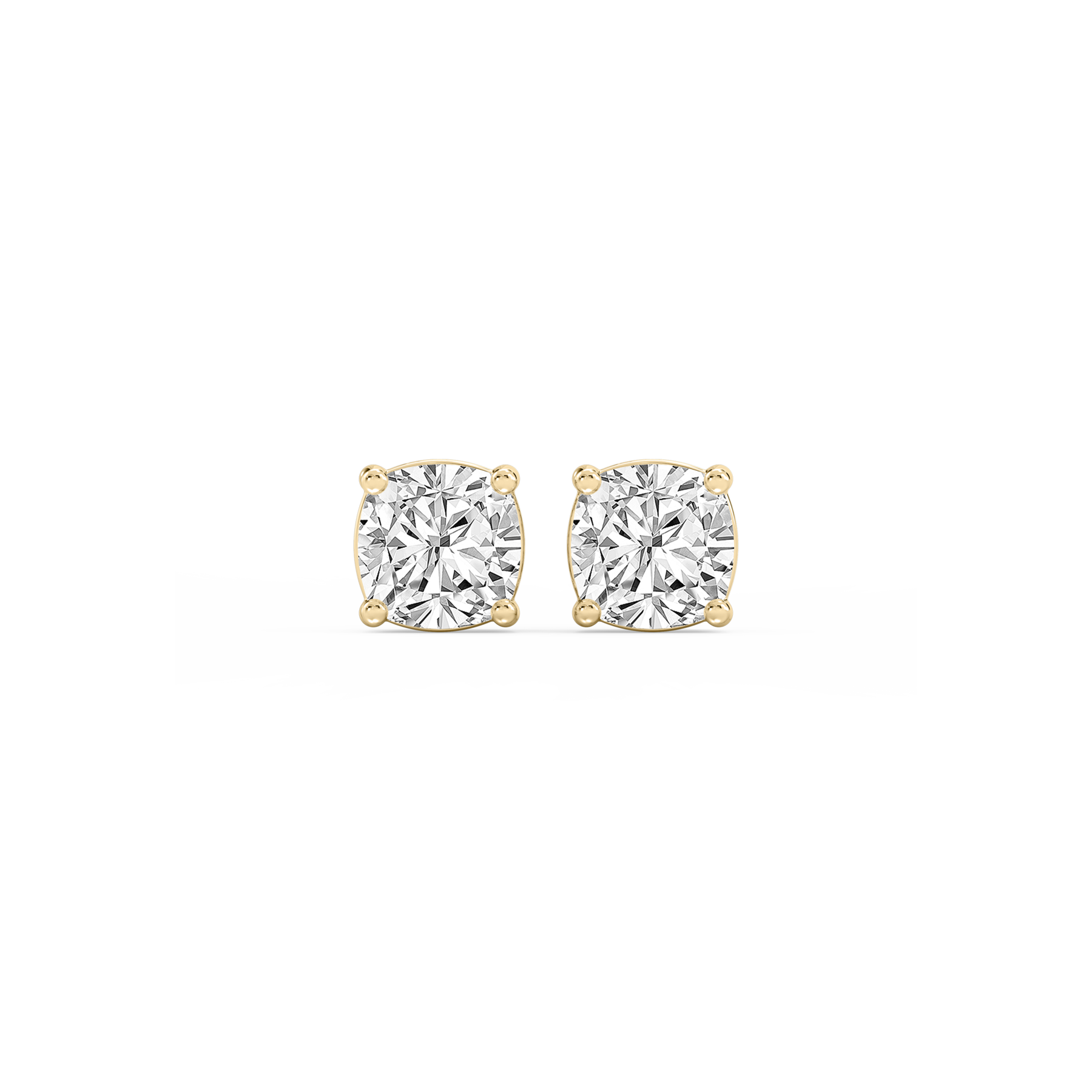 3 Carat Cushion Lab Grown Diamond Classic Four Prong Basket Threaded Stud Earrings