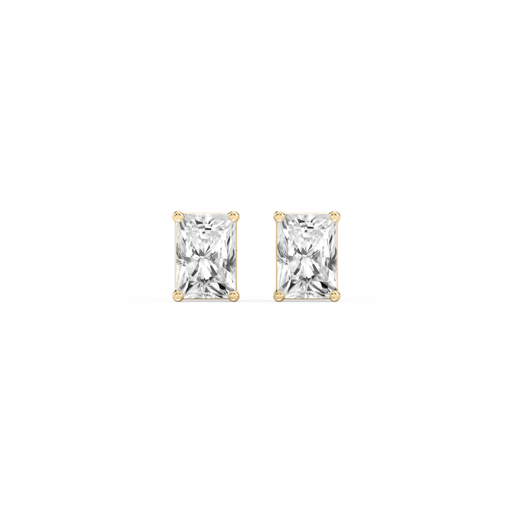 2 Carat Radiant Lab Grown Diamond Classic Four Prong Basket Threaded Stud Earrings