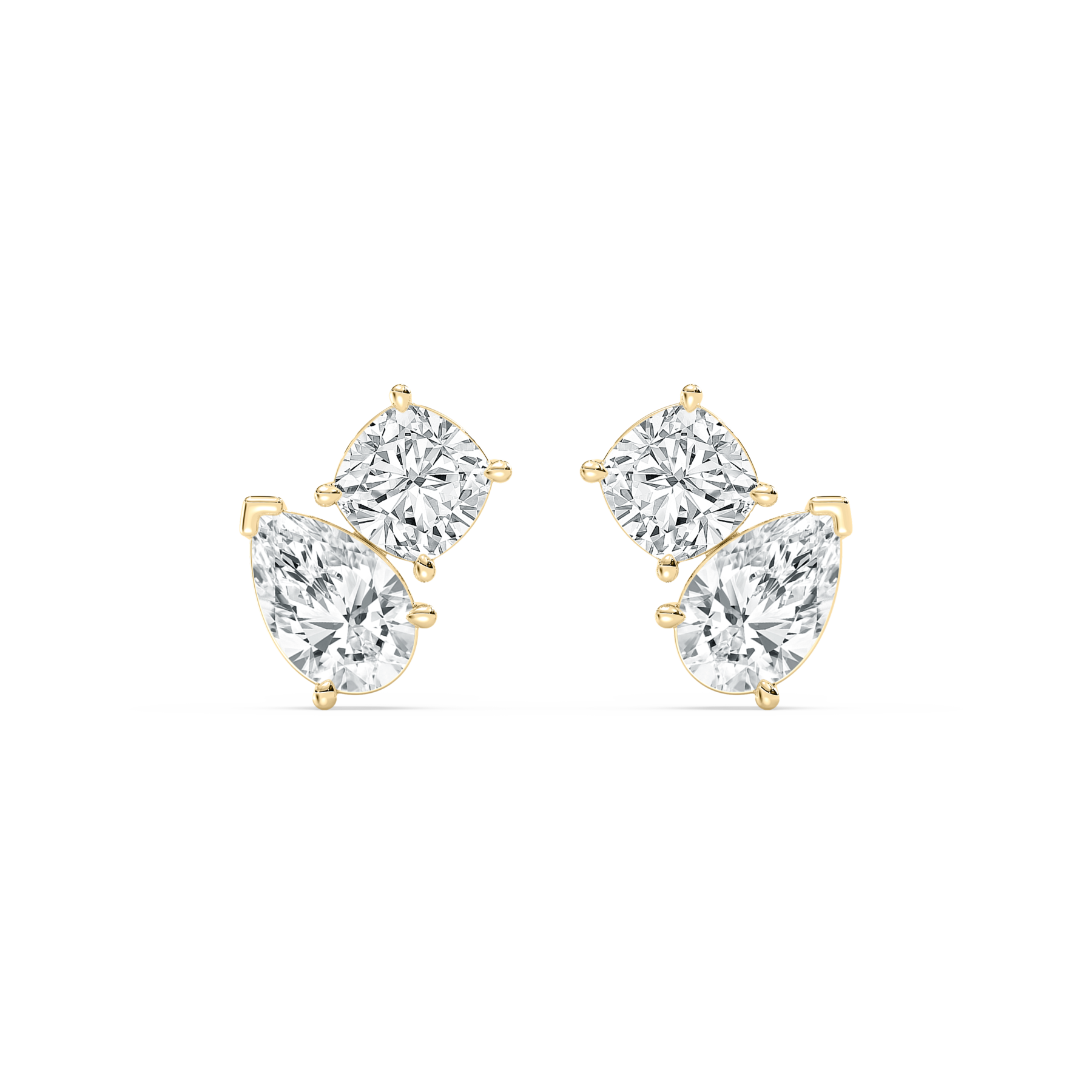 2 Carat Pear And Cushion Diamond Chevron Stud Earring  