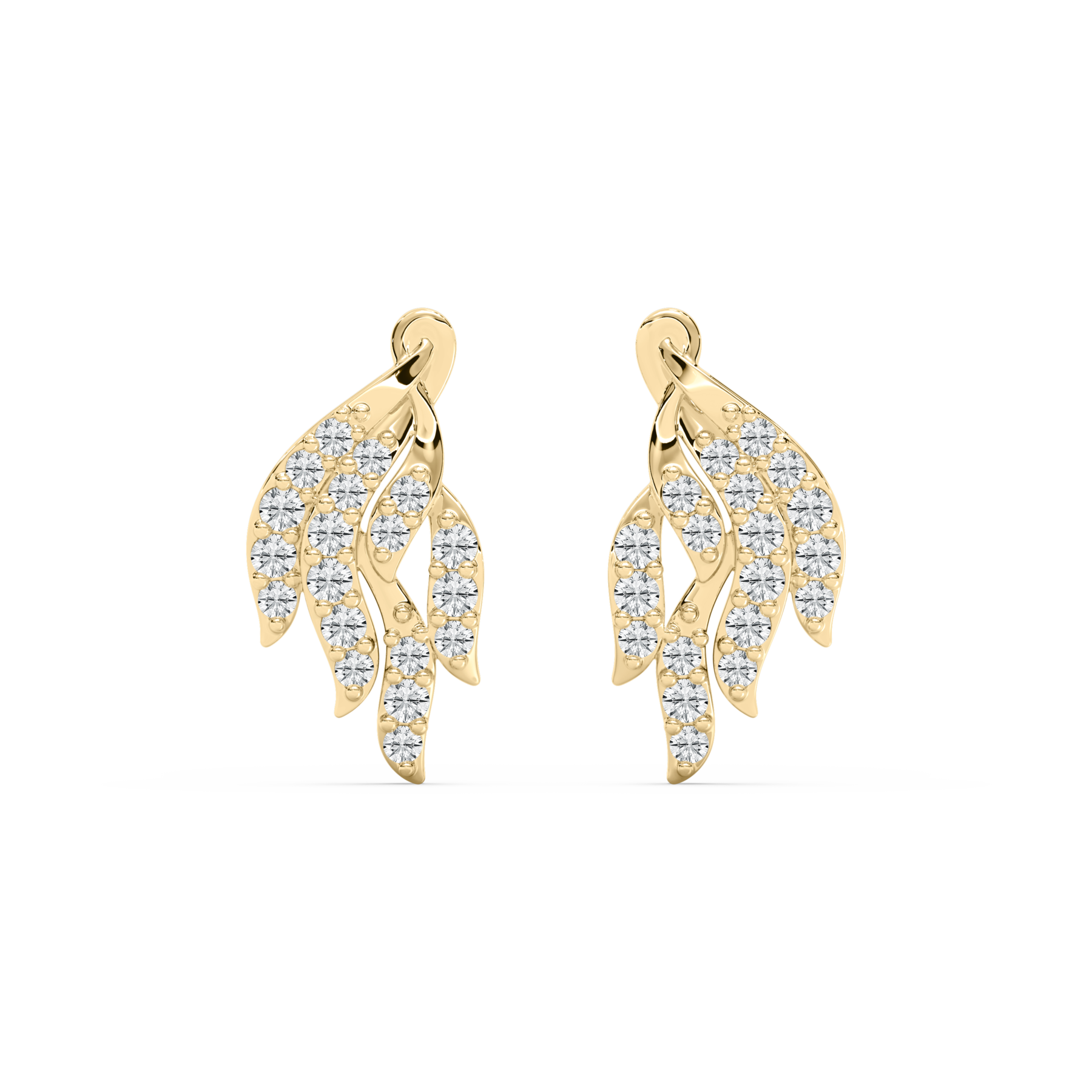 Round Shaped Lab Diamond Gold Fashion Earrings