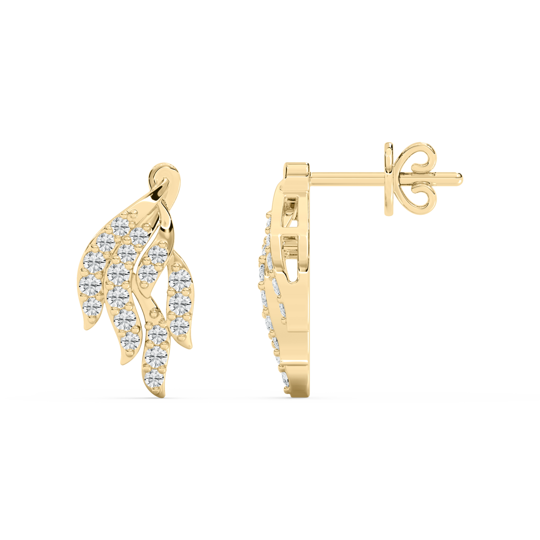 Round Shaped Lab Diamond Gold Fashion Earrings