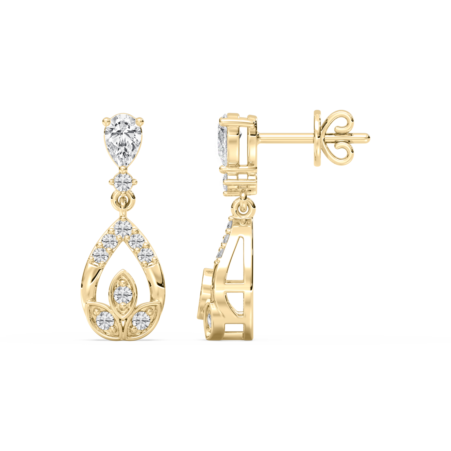 Round And Pear Diamond Catalina Dangler Earring