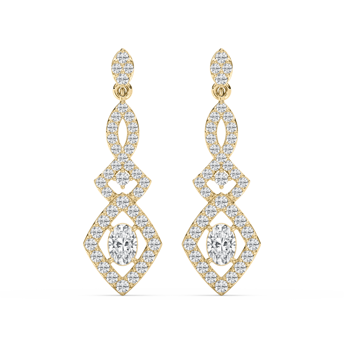 Oval And Round Diamond Eillinor Fashion Earring