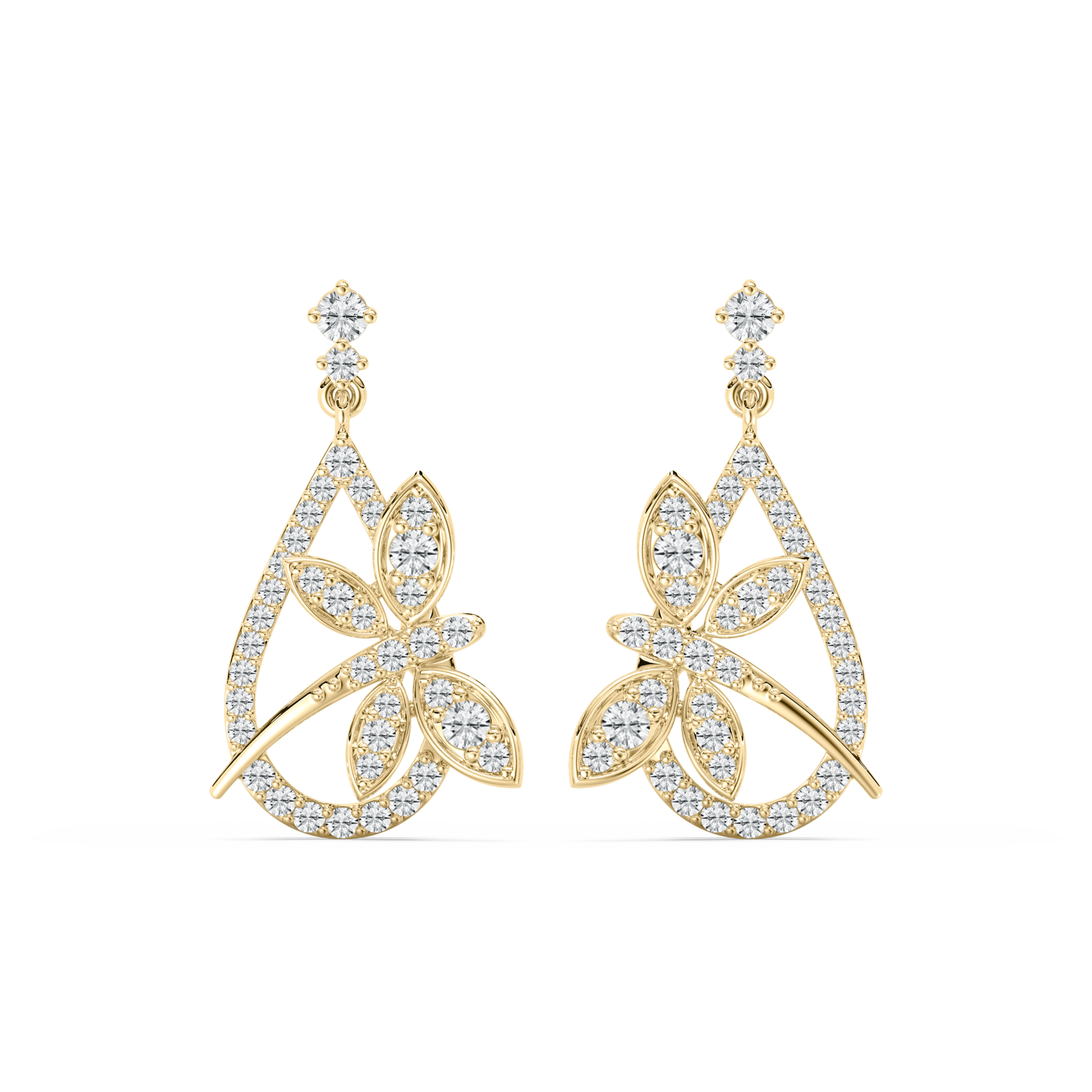 Round Diamond Butterfly Onyx Fashion Earring