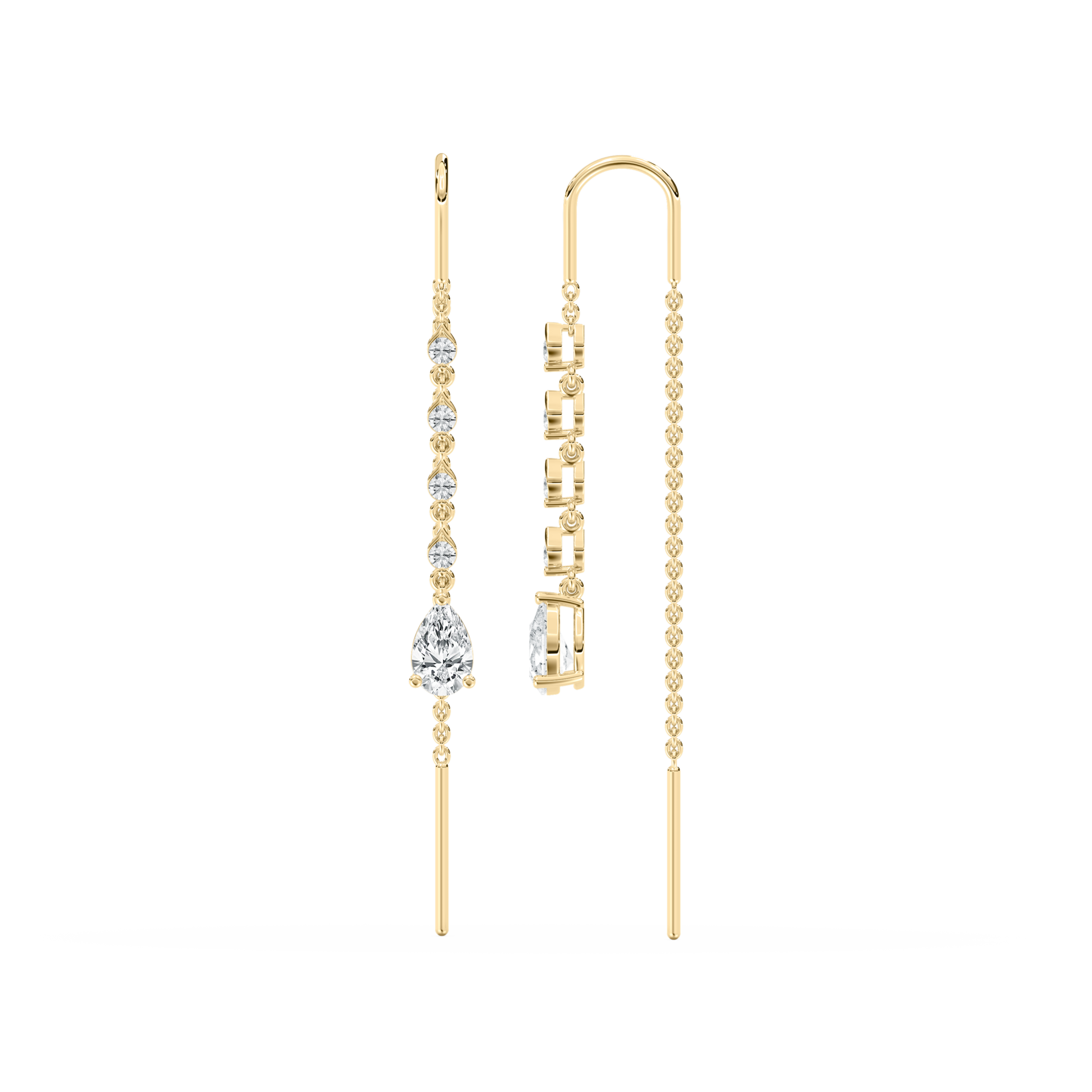 Round And Pear Diamond Judee Pierced Sui Dhaga Earring