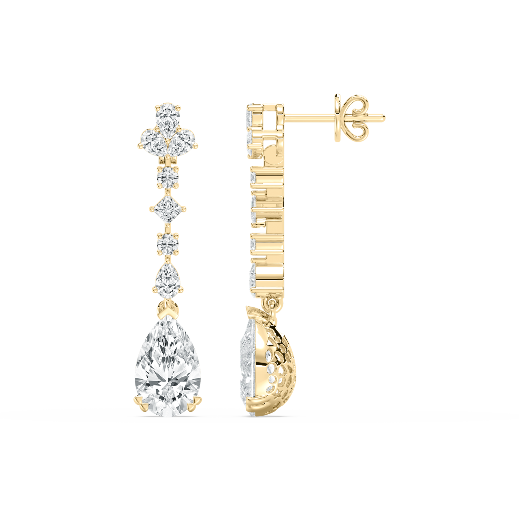 3.75 Carat Multi Shape Diamond Kunica Drop Earring 