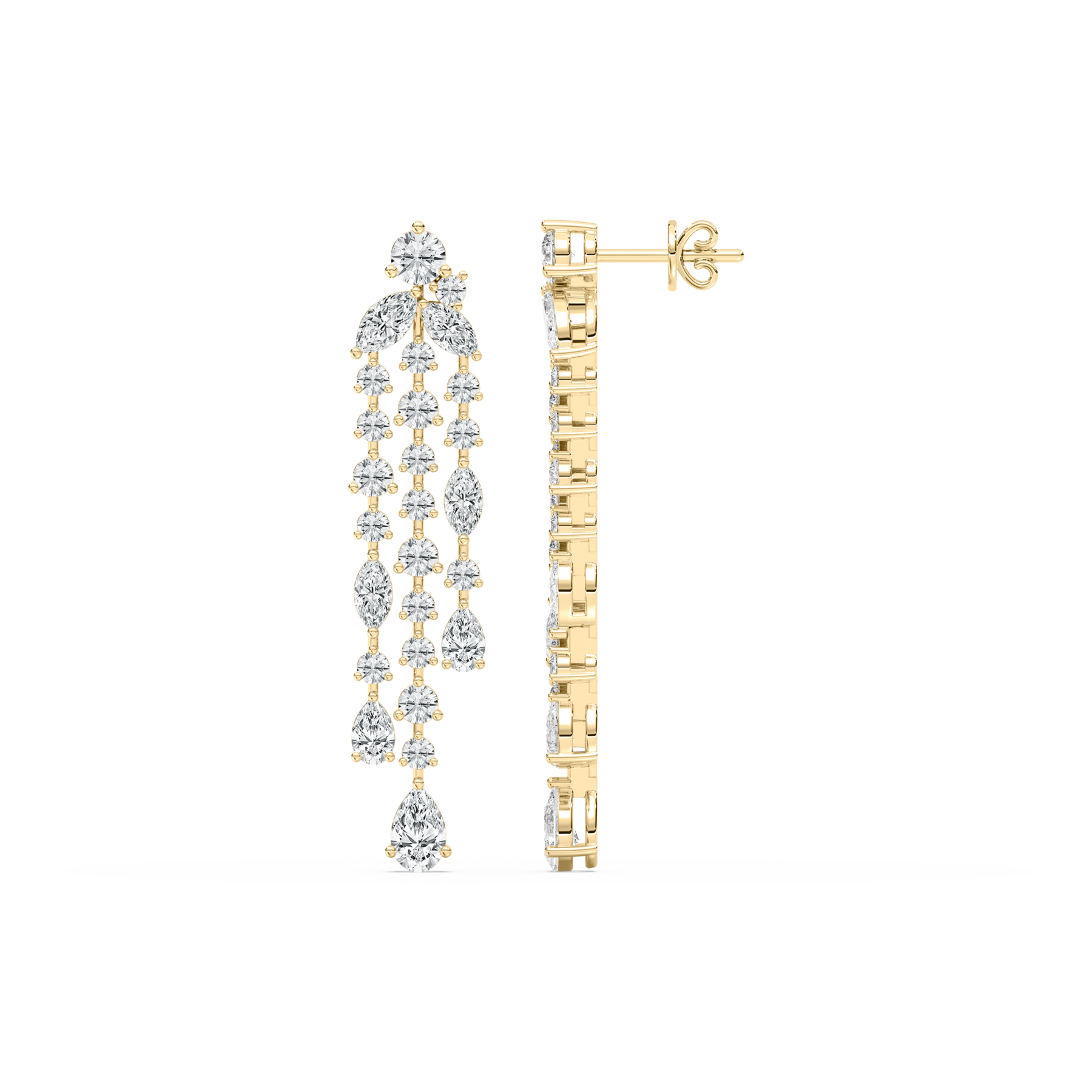 3.60 Carat Multi Shape Diamond Deontay Dangler Earring 