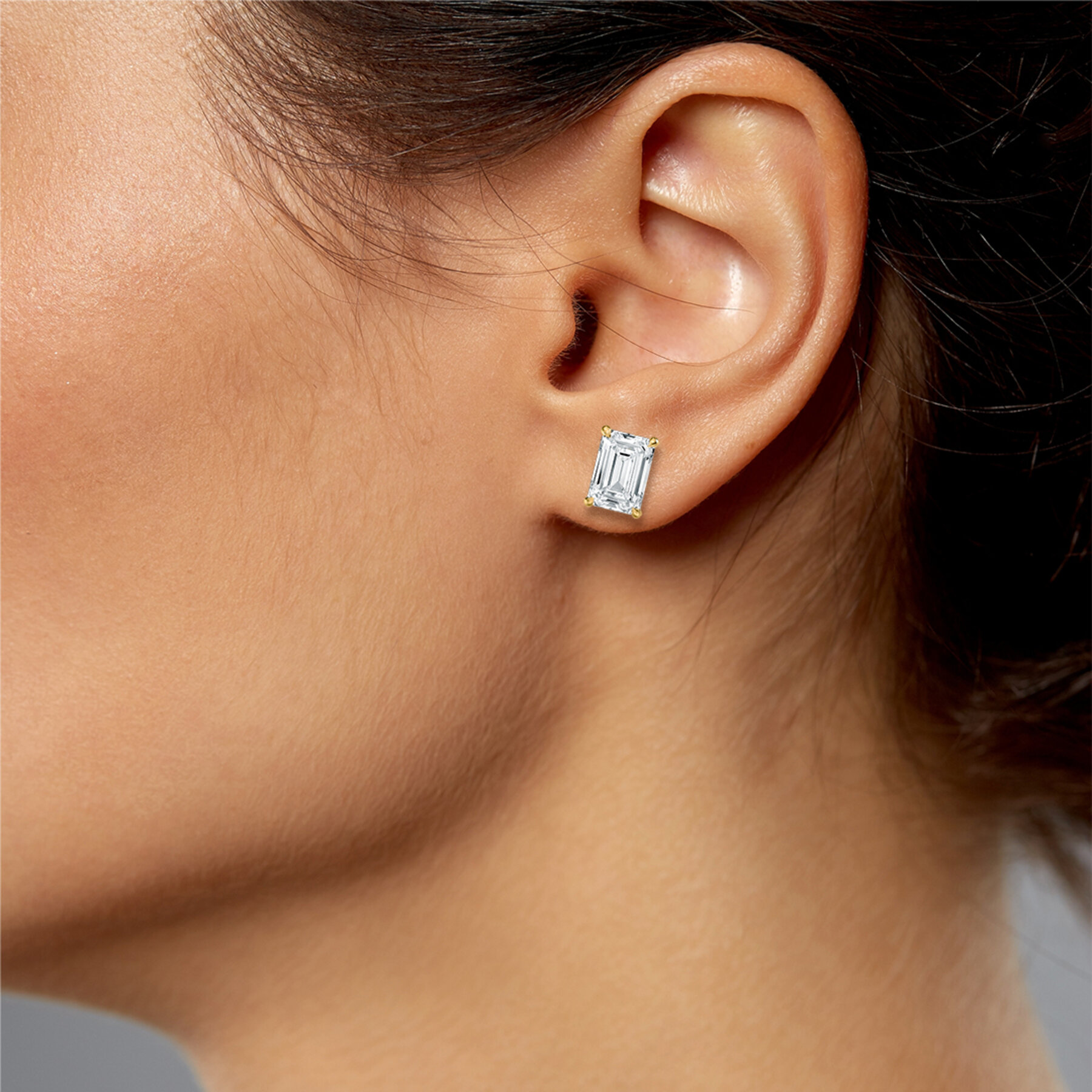 6 Carat Emerald Diamond Azure Stud Earring