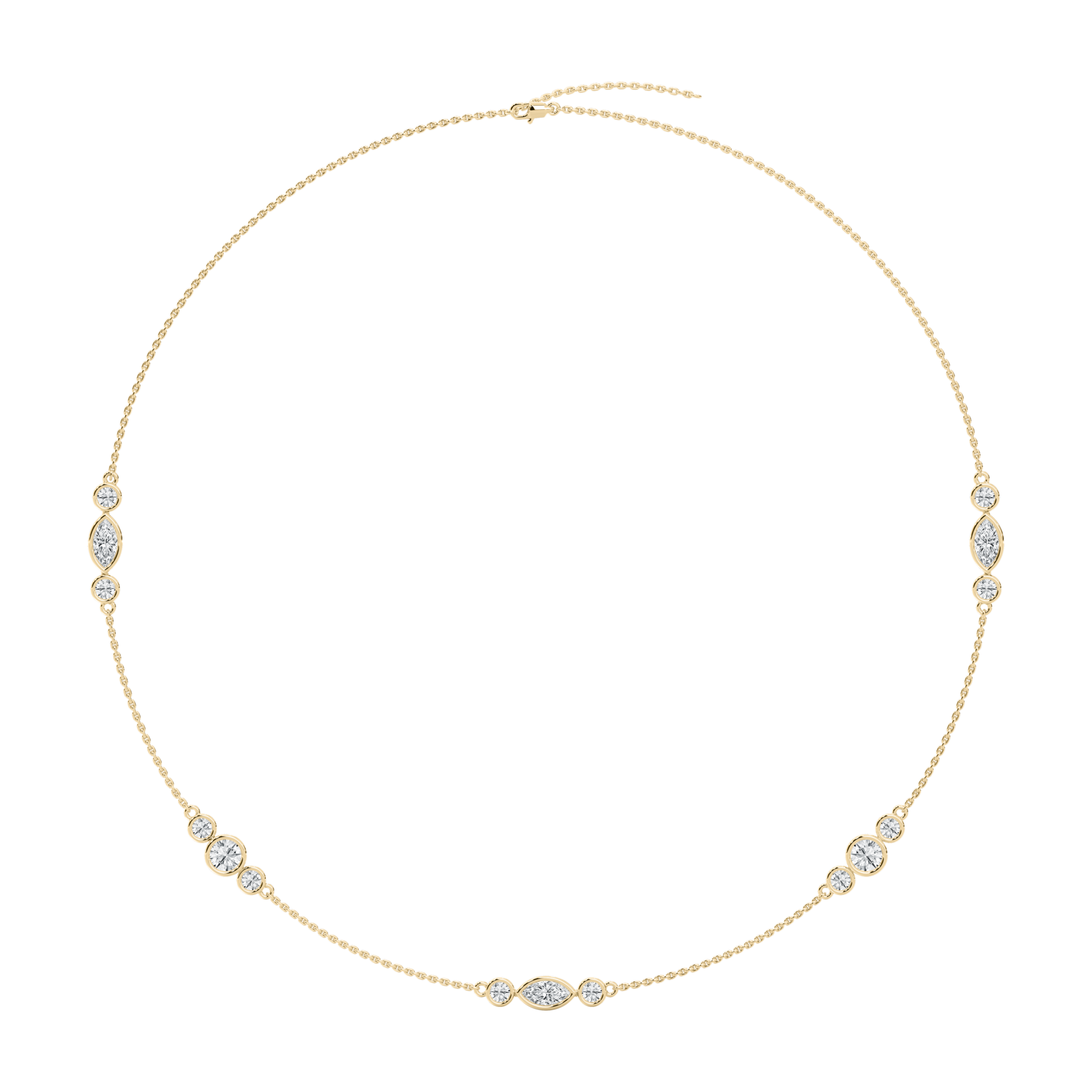 Marquise And Round Diamond Verdant Glow Fashion Necklace
