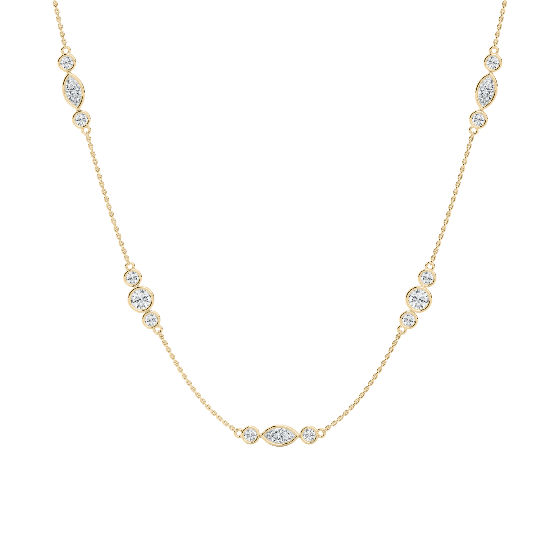 Marquise And Round Diamond Verdant Glow Fashion Necklace