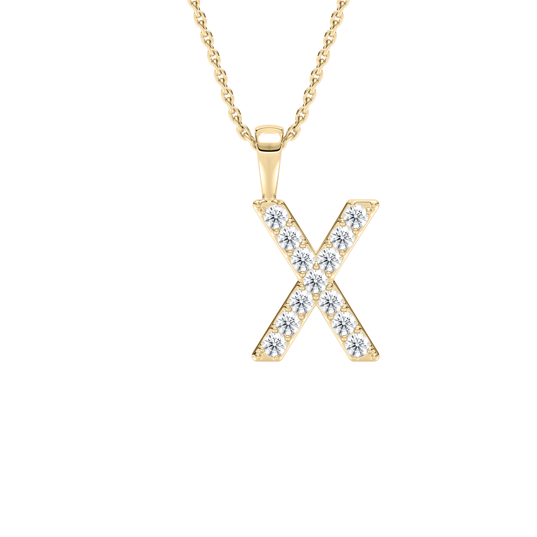 X Letter Lab Grown Diamond Pendant For Women
