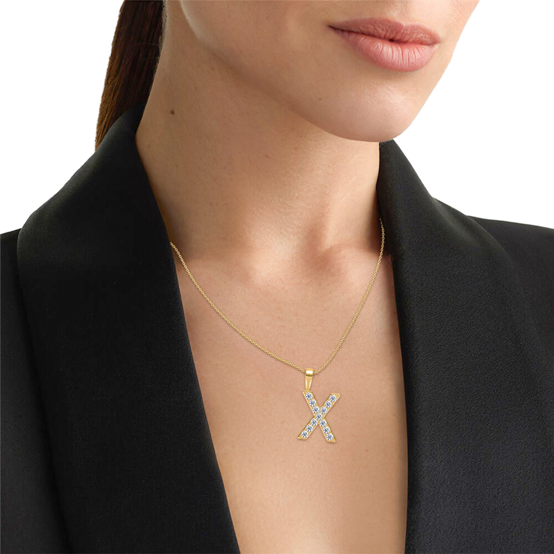 X Letter Lab Grown Diamond Pendant For Women