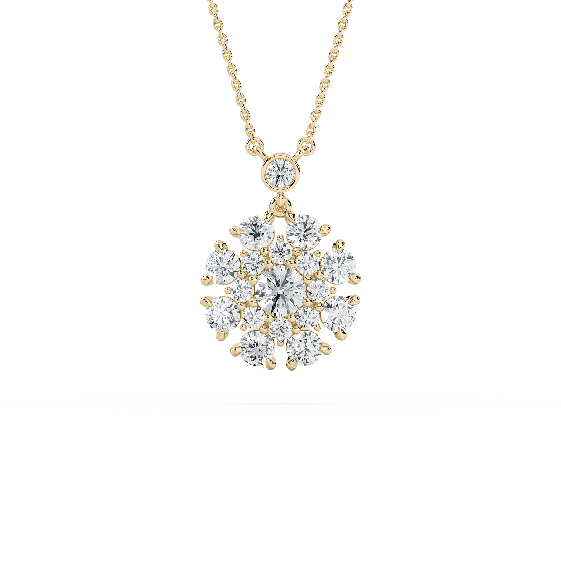 2 Carat Round Shape Diamonds Cluster Pendants For Her