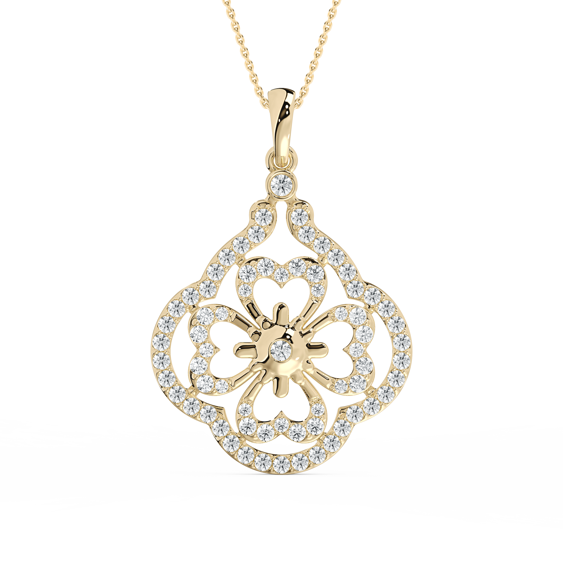 Cluster Round Shape Lab Grown Diamond Flower Pendant For Women