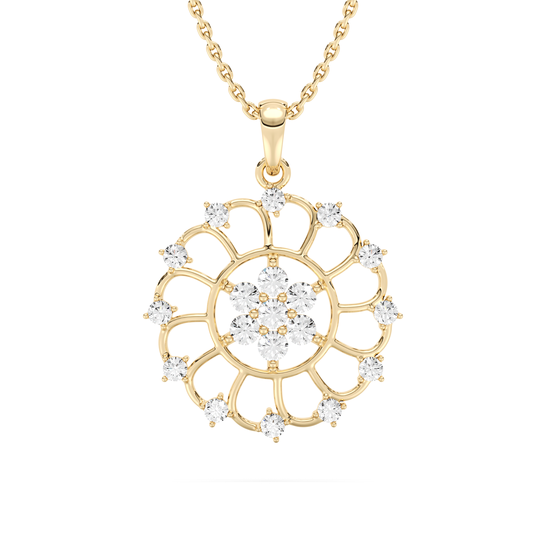 Round Diamond Delicate Floral Fashion Pendant