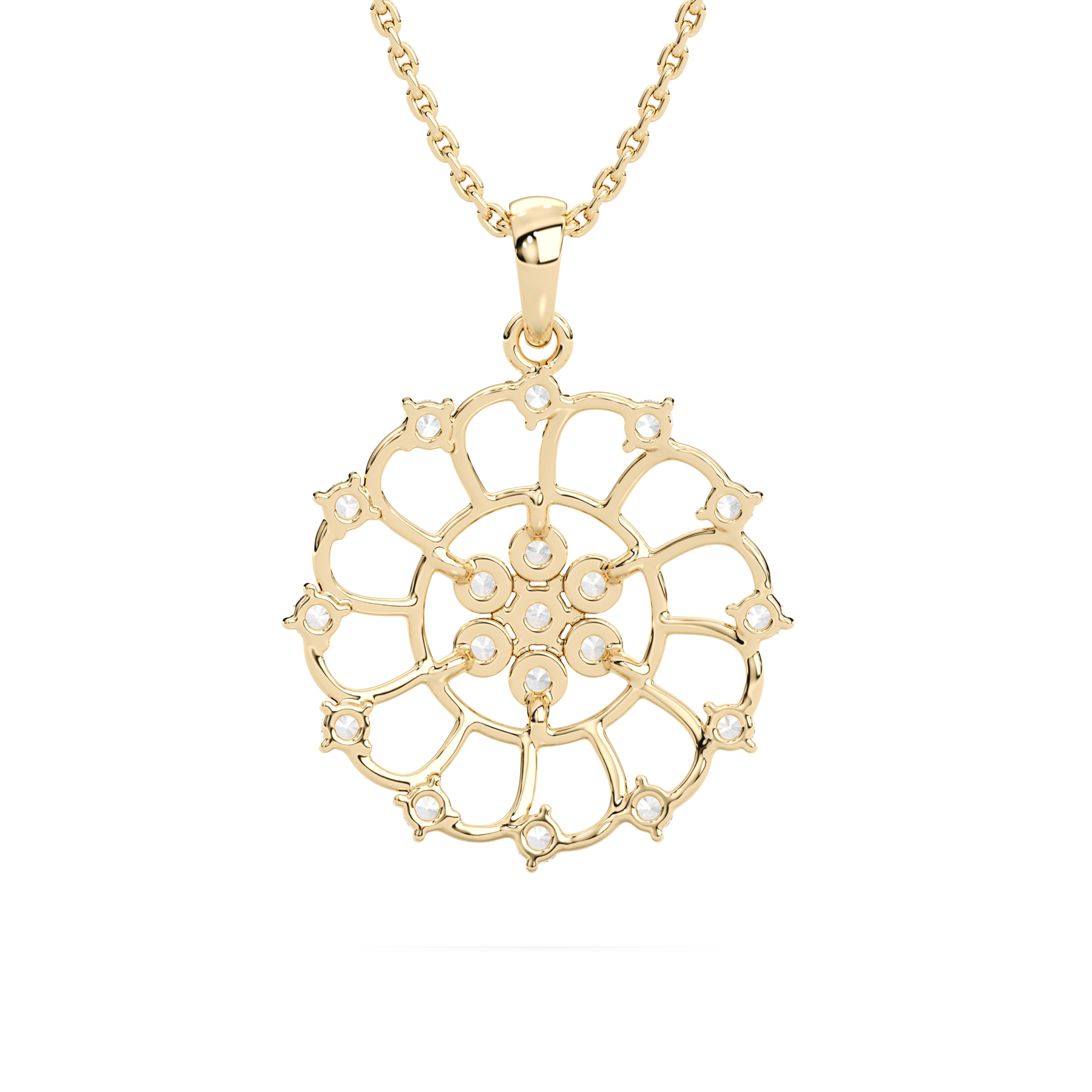 Round Diamond Delicate Floral Fashion Pendant