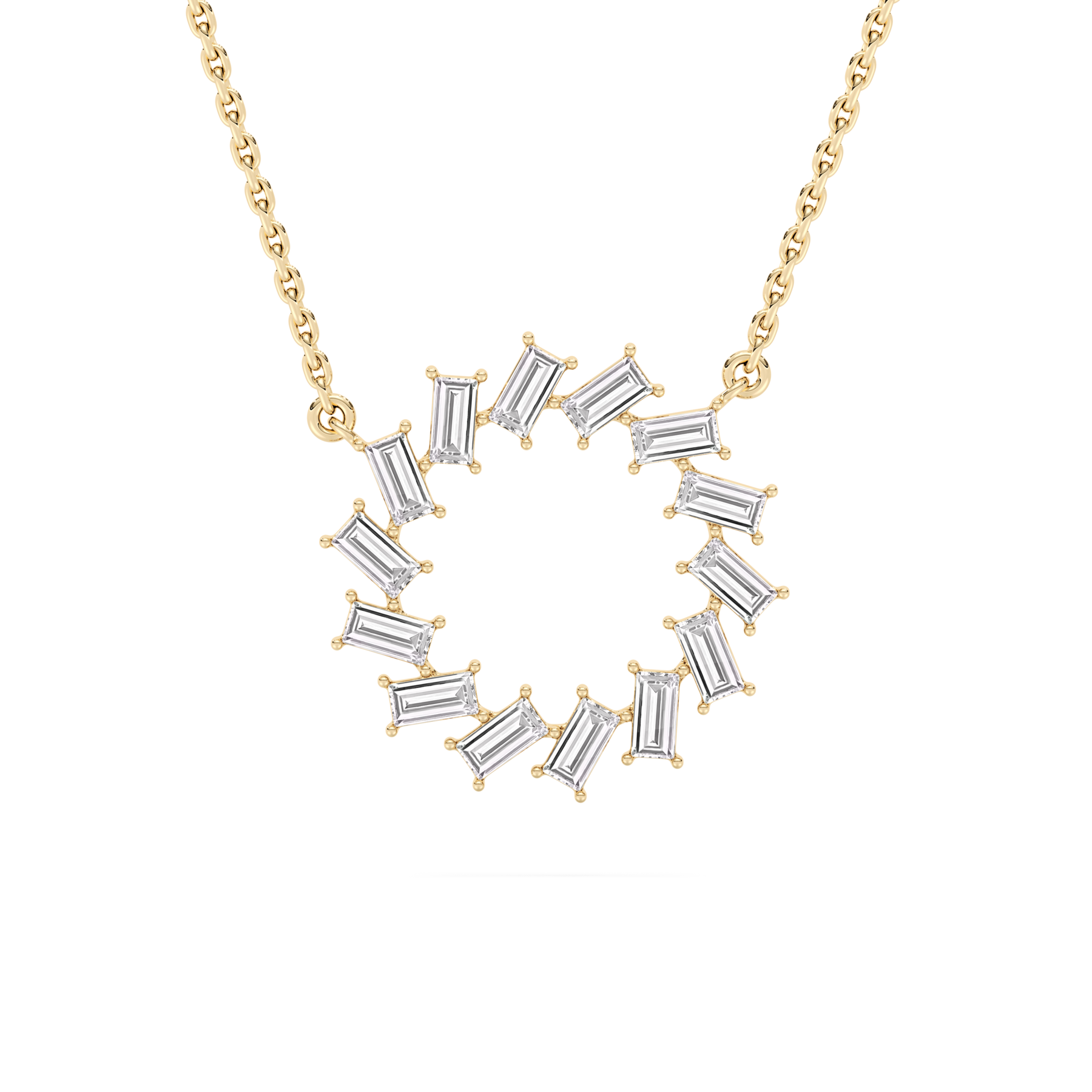 Baguette cut Lab Grown Diamond Circle Shaped Pendant For Women