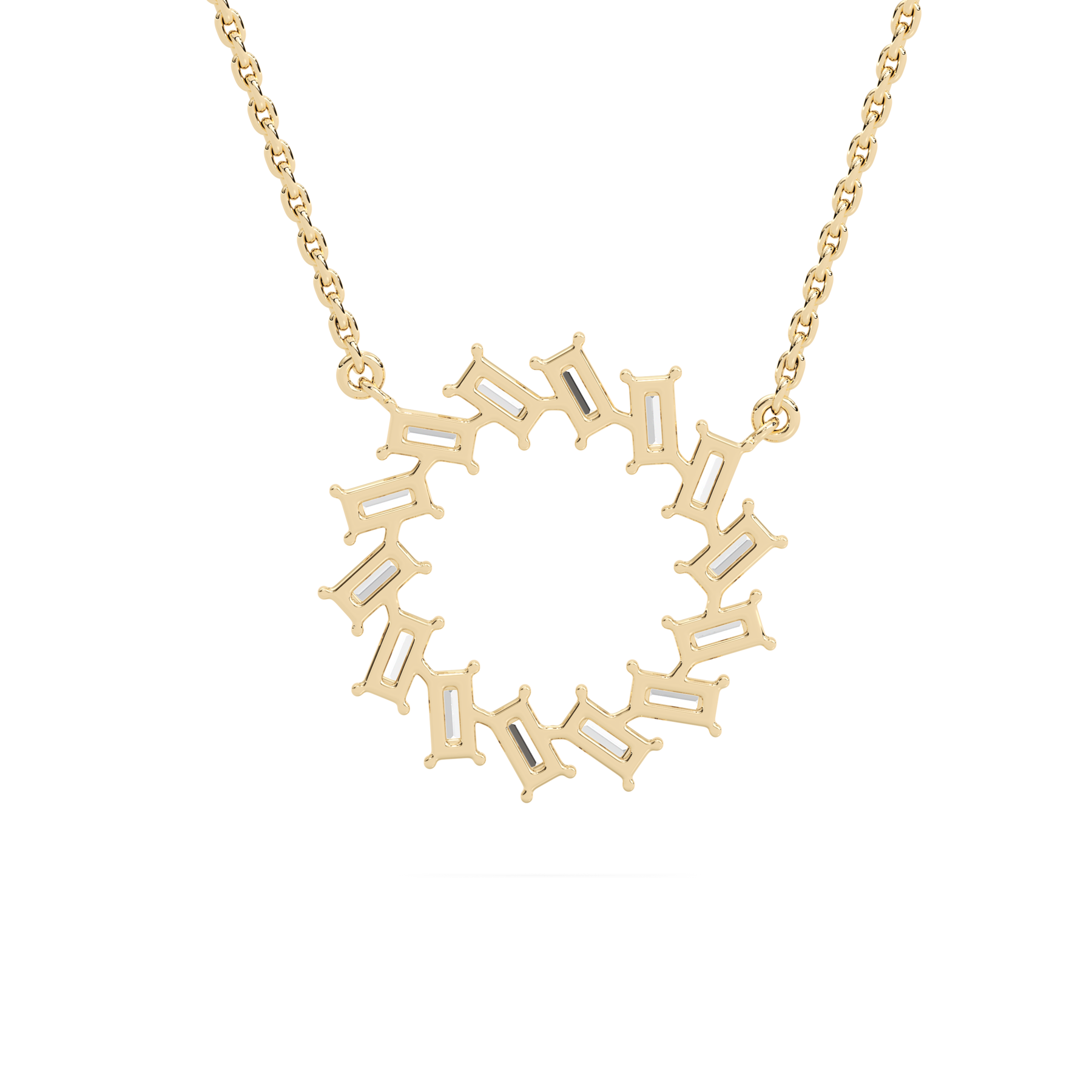 Baguette cut Lab Grown Diamond Circle Shaped Pendant For Women