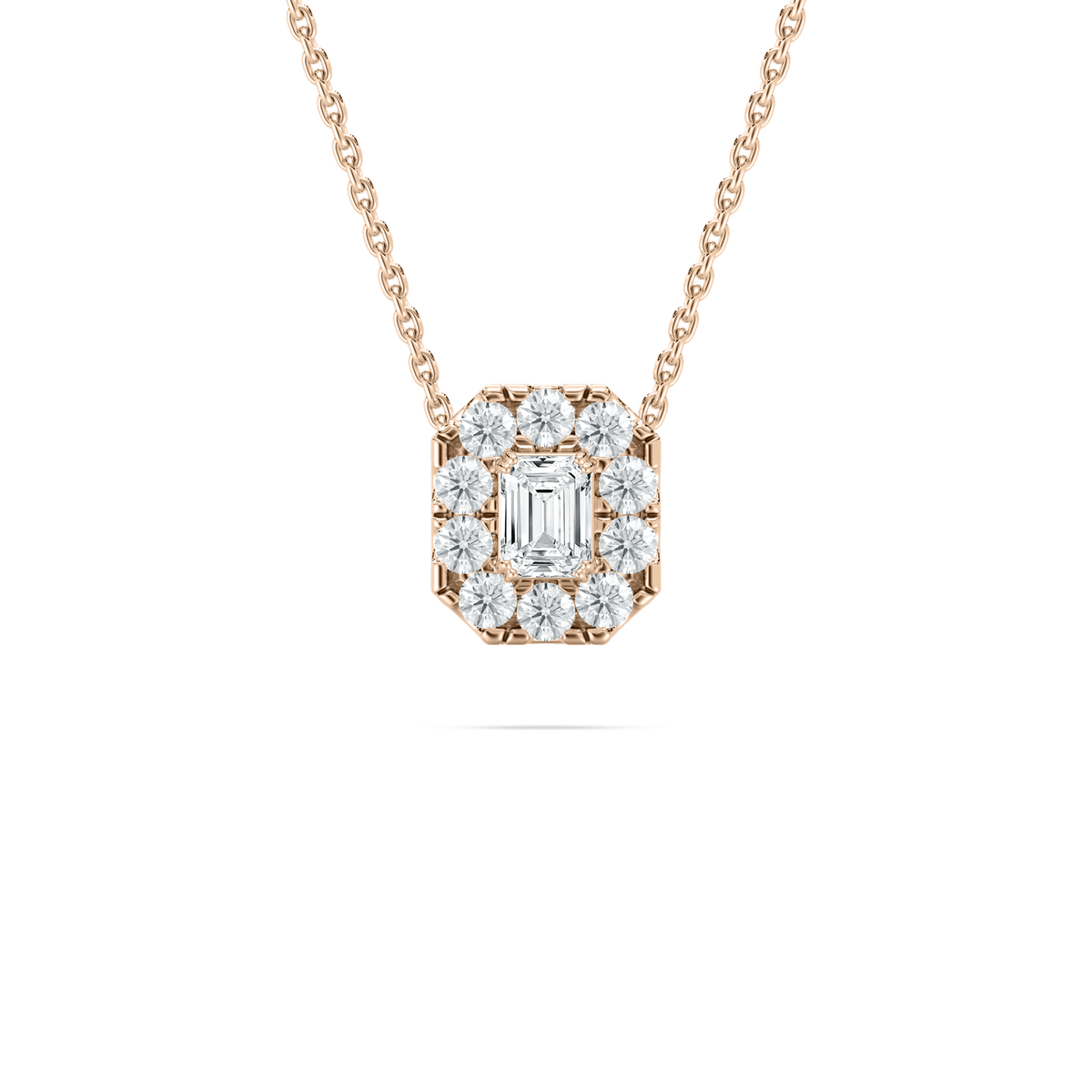 Emerald Diamond Pema Halo Pendant