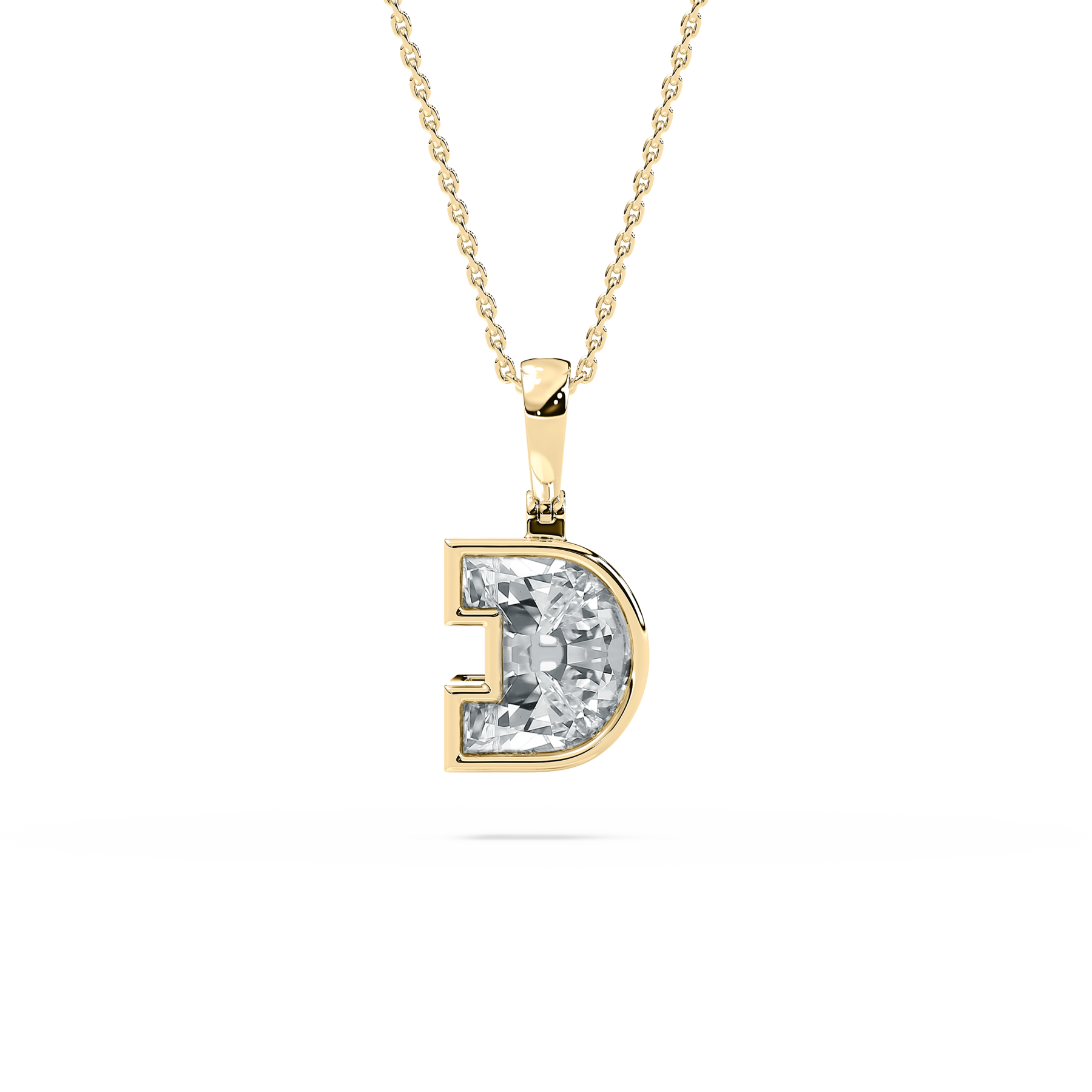 D Letter Diamond Bedazzle Alphabet Solitaire Pendant