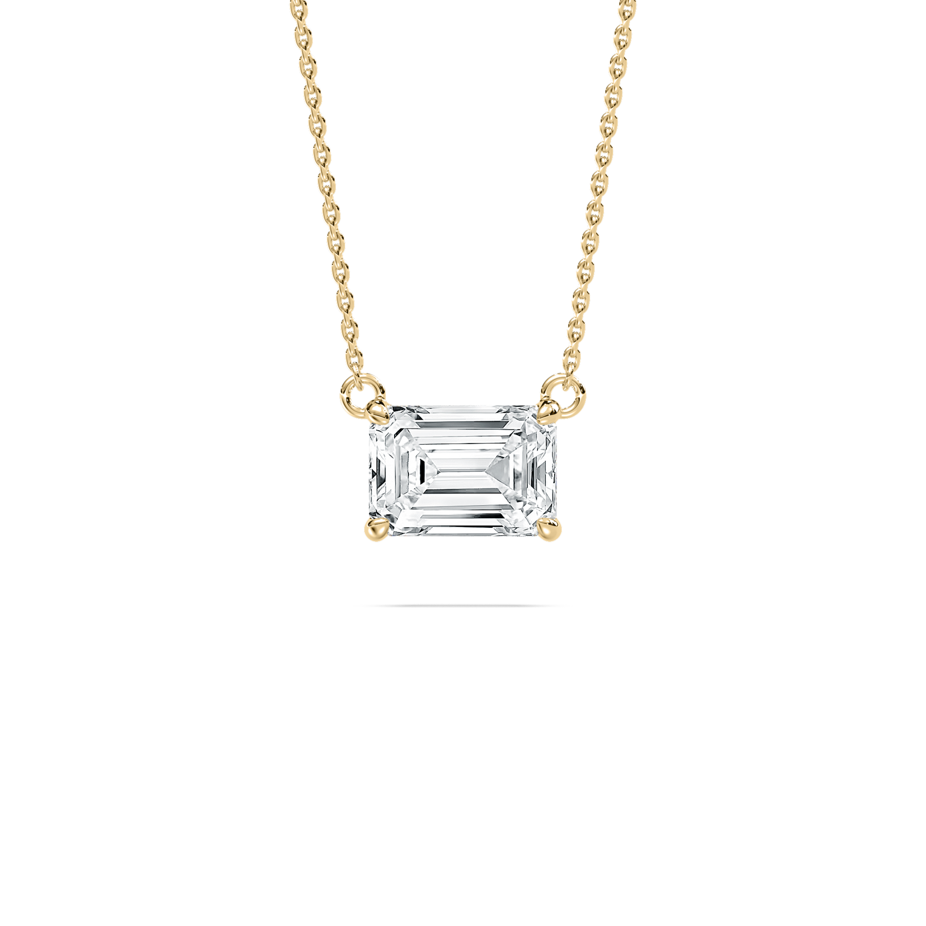 Emerald Shape Lab Grown Diamond Solitaire Pendant With Gold Chain