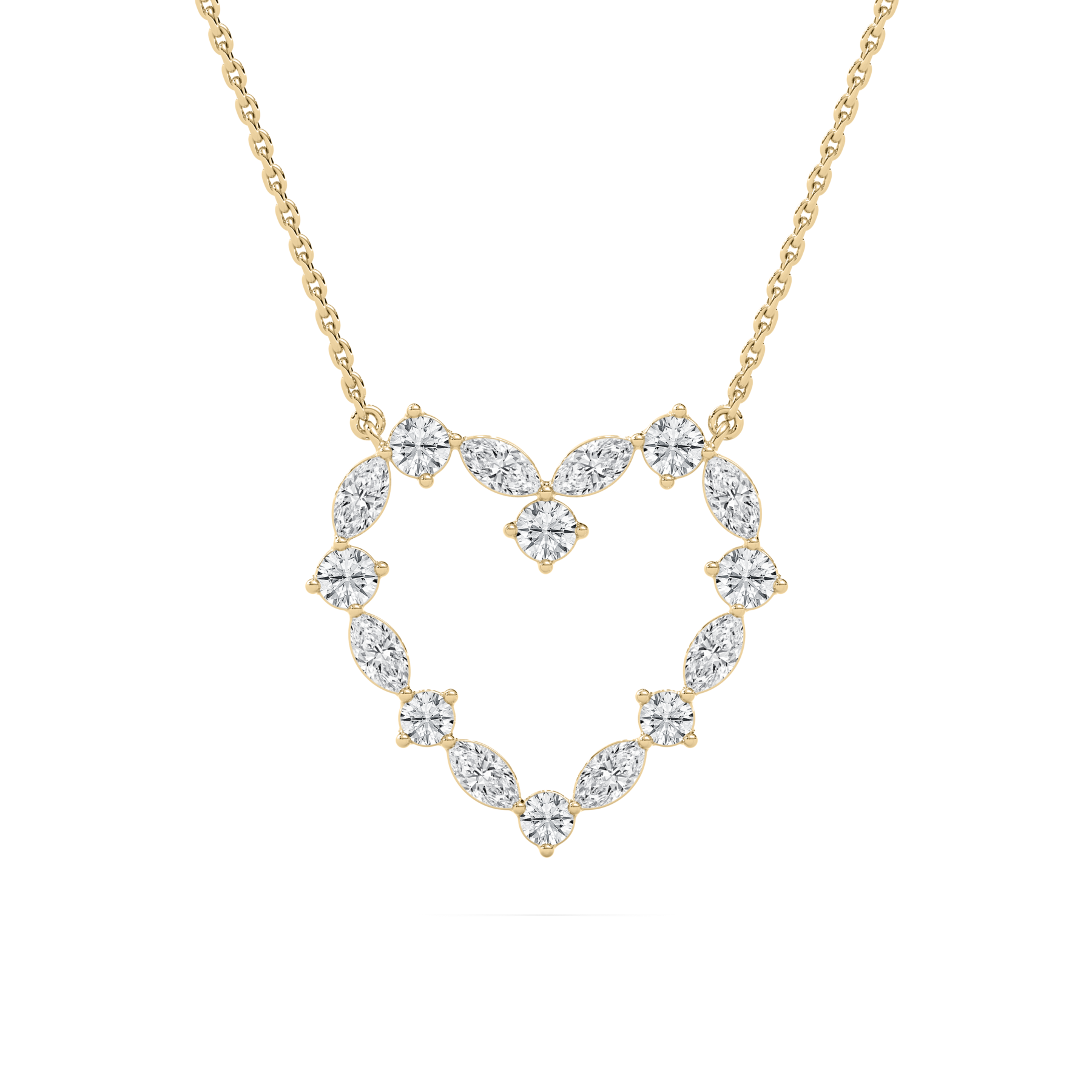 Round And Marquise Lab Grown Diamond Fashion Heart Pendant