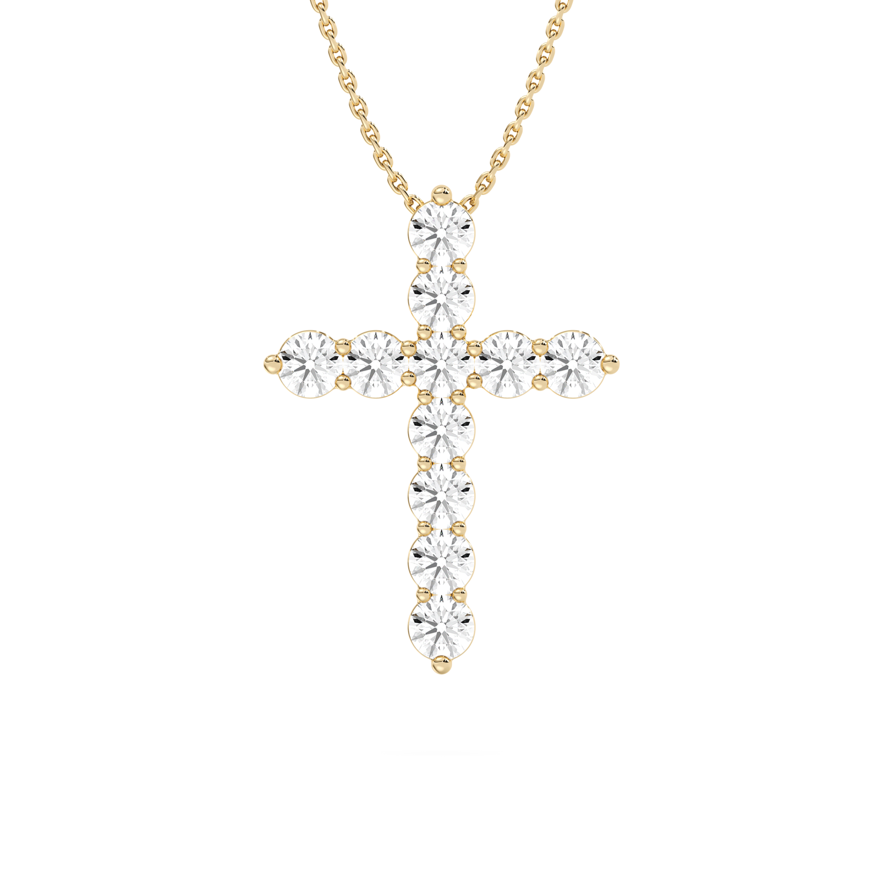 5 Carat Round Diamonds Cross Gold Pendant With Chain