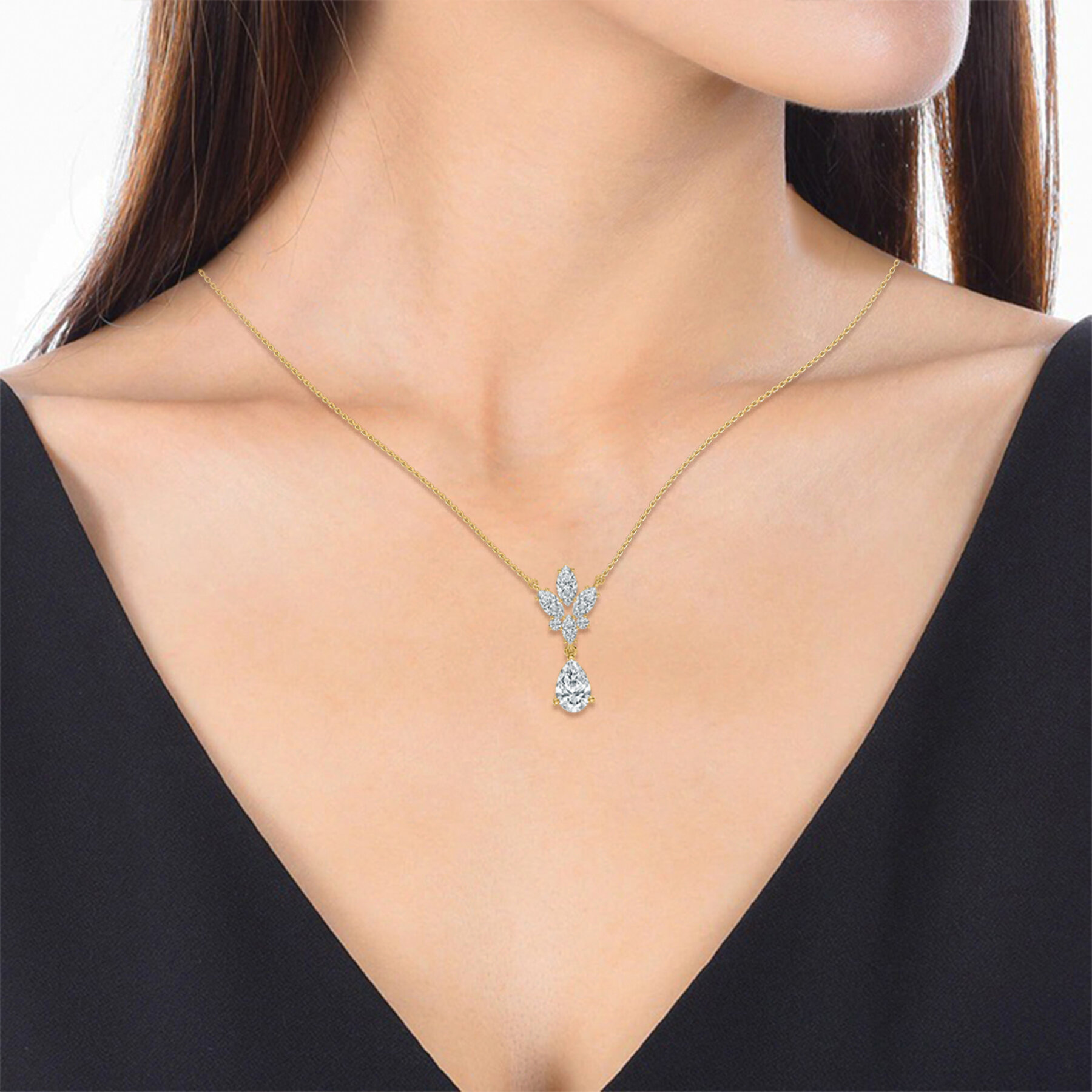 Multi Shape Lab Diamond Lyraa Fashion Necklace