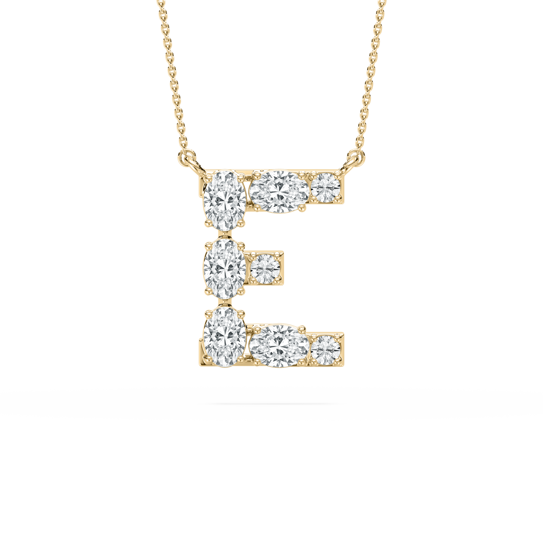 E Alphabet Oval And Round Shaped Lab Diamond Pendant