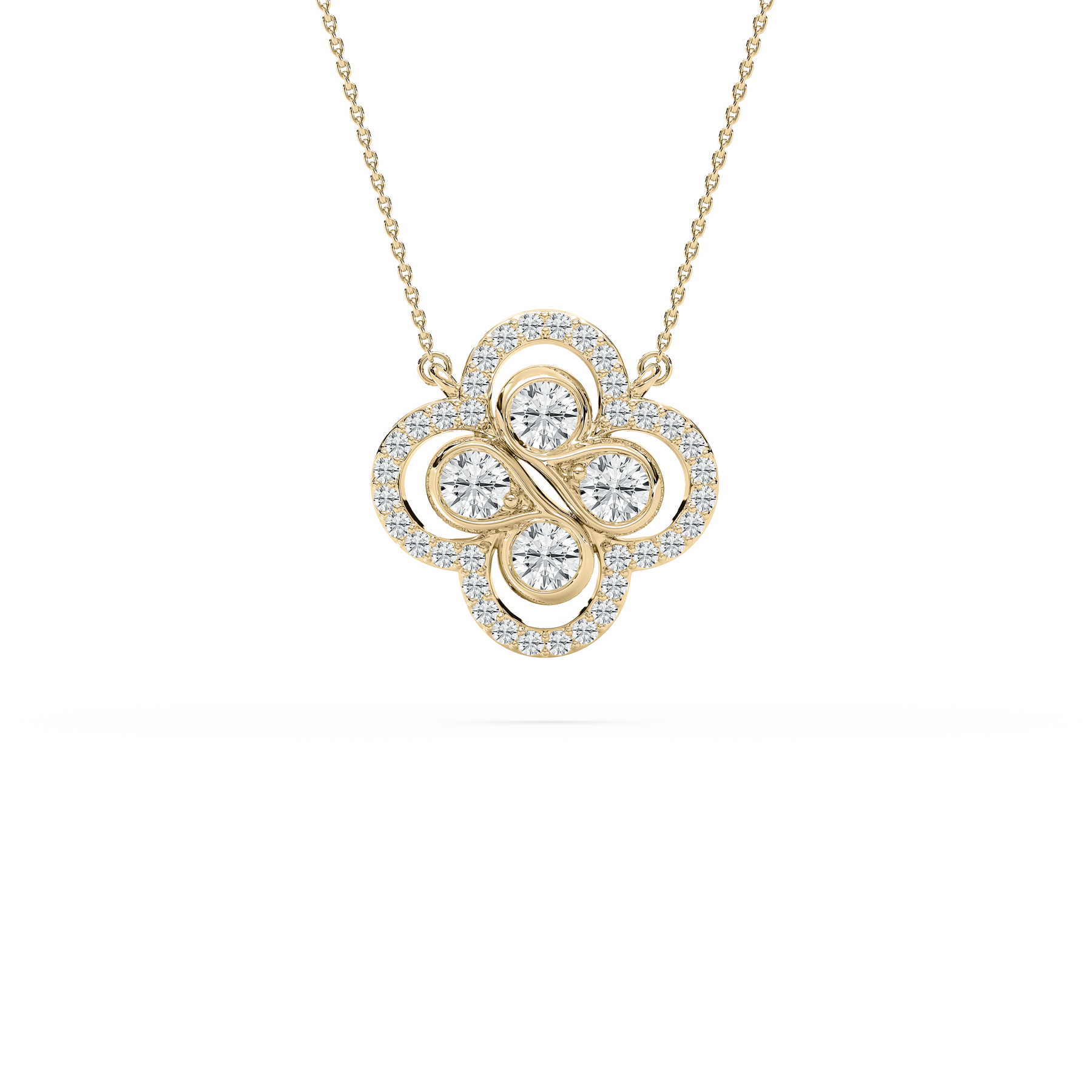 Modern Round Shape Diamond Clover Pendant