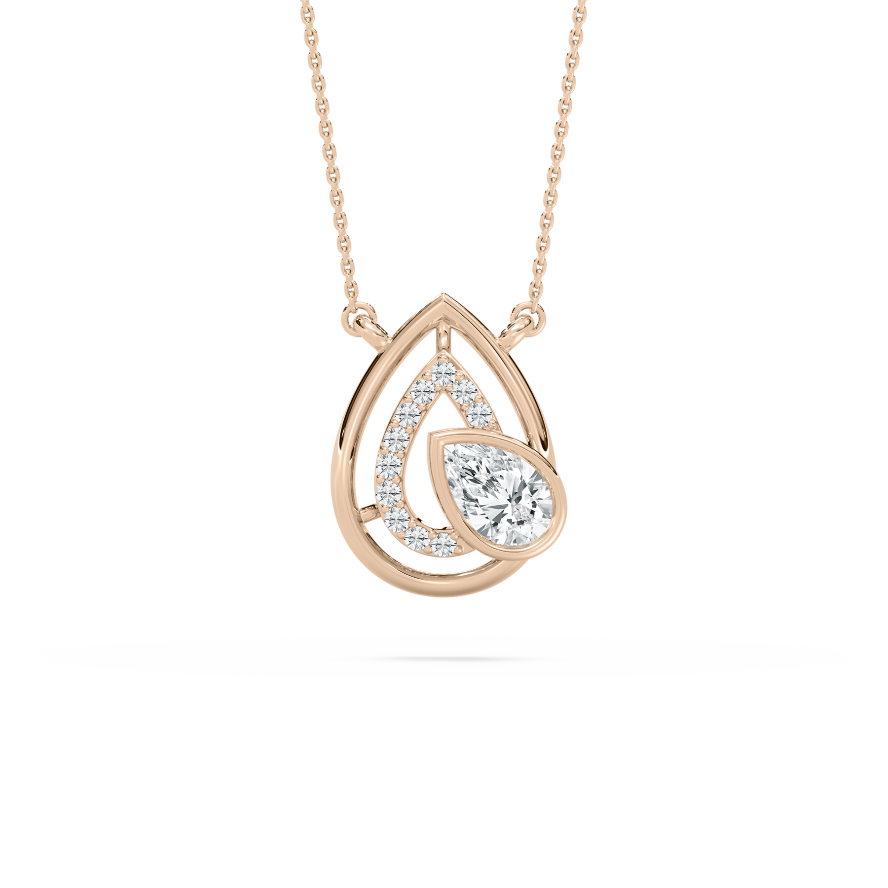 1 Carat Pear Diamond Ornate Lace Fashion Pendant