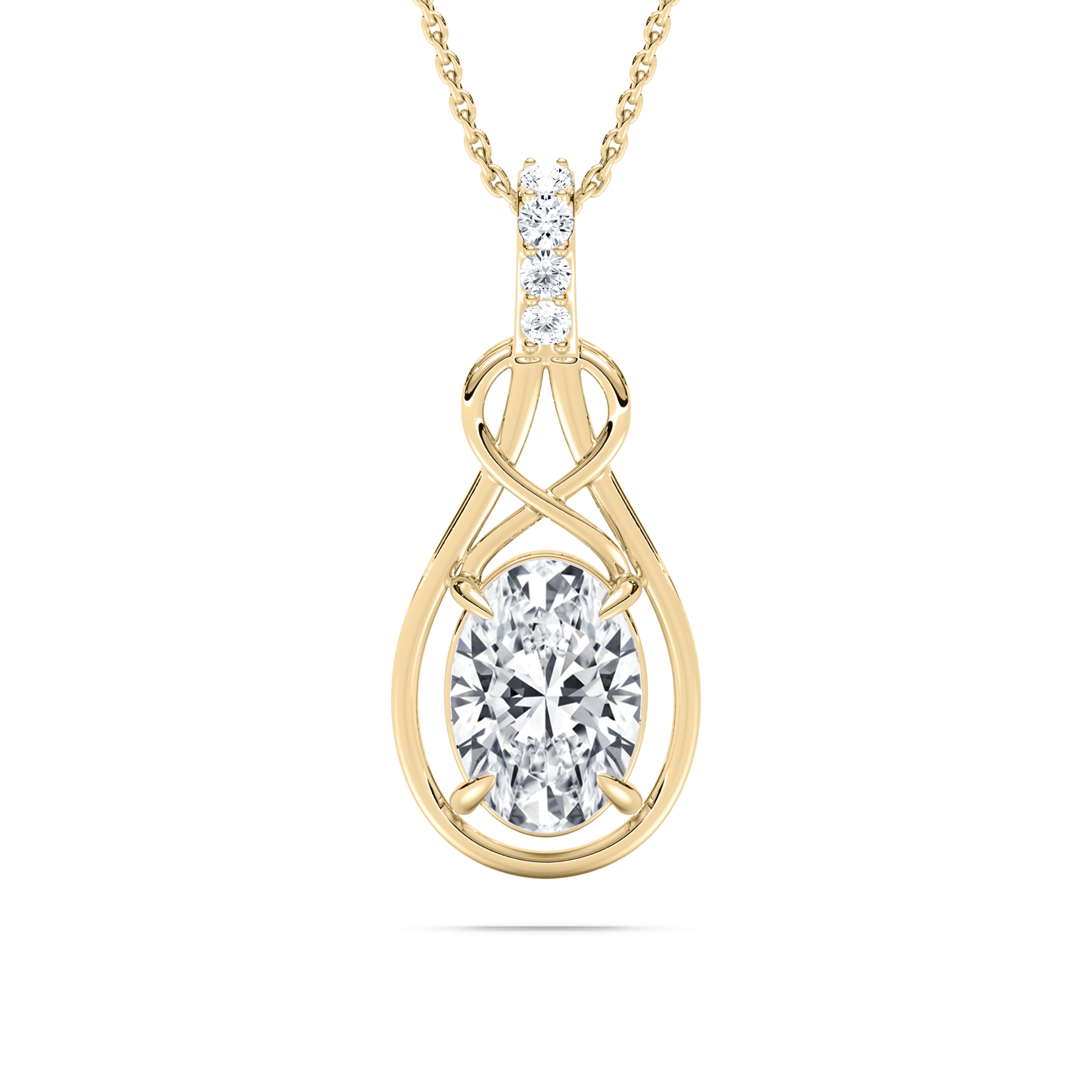 2 Carat Oval shape Diamond Infinity Knot Pendant