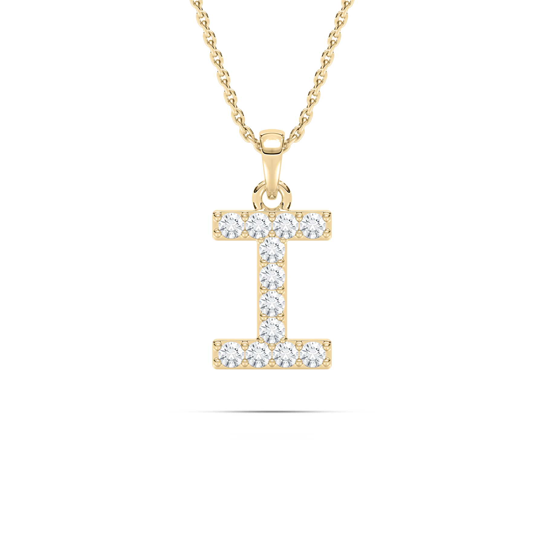 I Initial Alphabet Diamond Pendant Design For Women